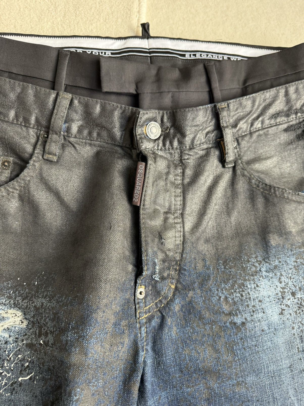 Dsquared2 SS16 Dsquared2 denim suit pant jeans distressed waxed paint Size US 34 / EU 50 - 20 Thumbnail