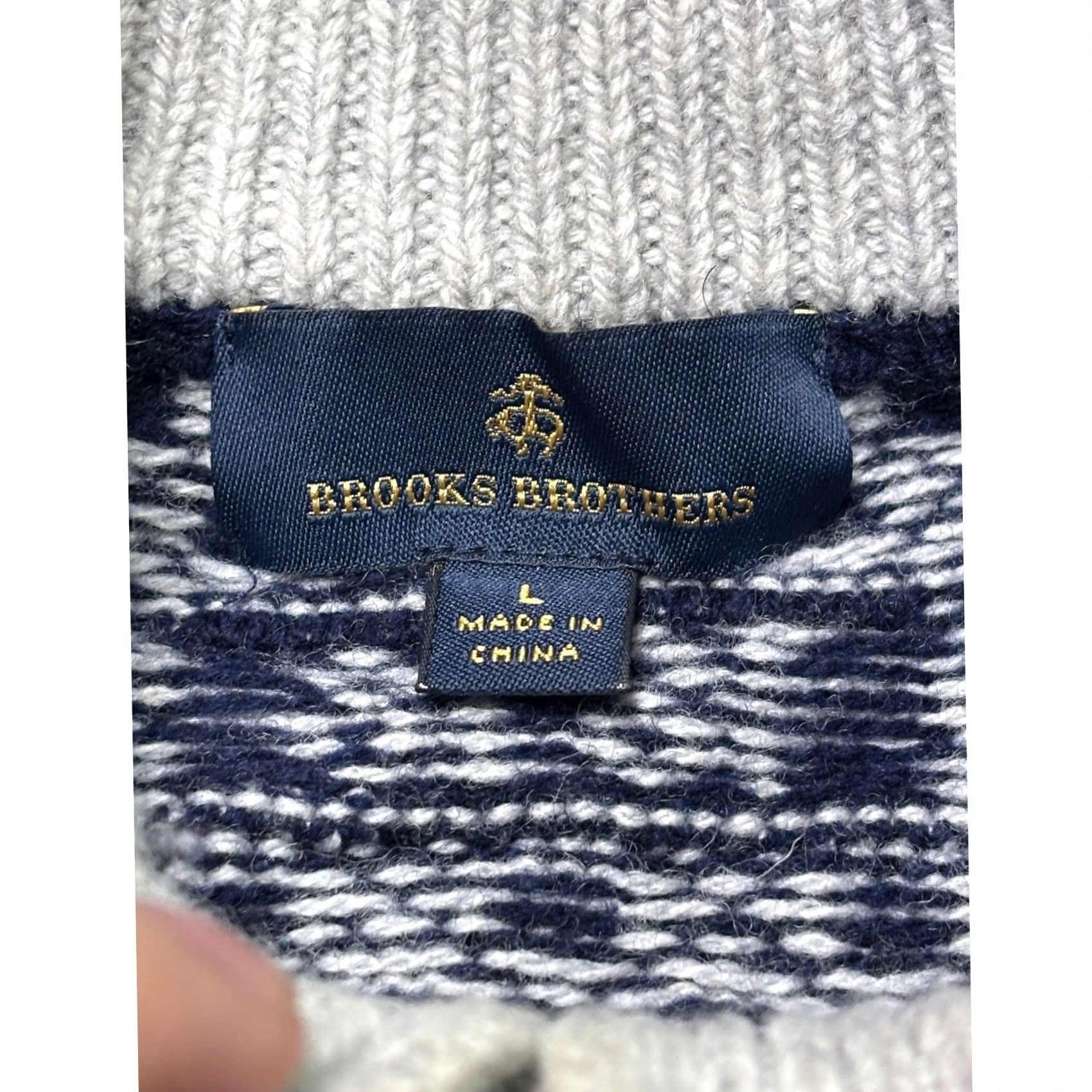 Brooks Brothers Brooks Brothers 1818 Mens Sweater Wool Blend 1/4 Zip Mock Neck Geometric Fair Isle Size L Blue Size US L / EU 52-54 / 3 - 2 Thumbnail