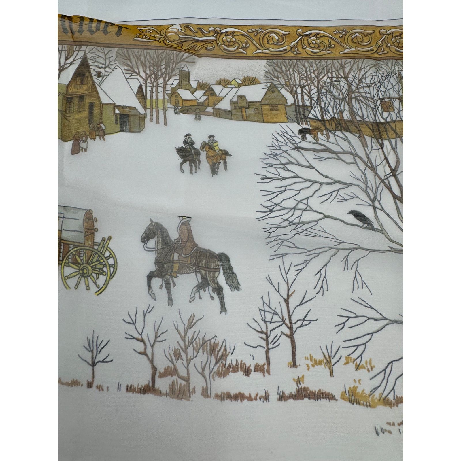 Hermes Hermes Rare Mirrored Image Hunt Scene Sheer Large Cape Shaw Size ONE SIZE - 17 Thumbnail