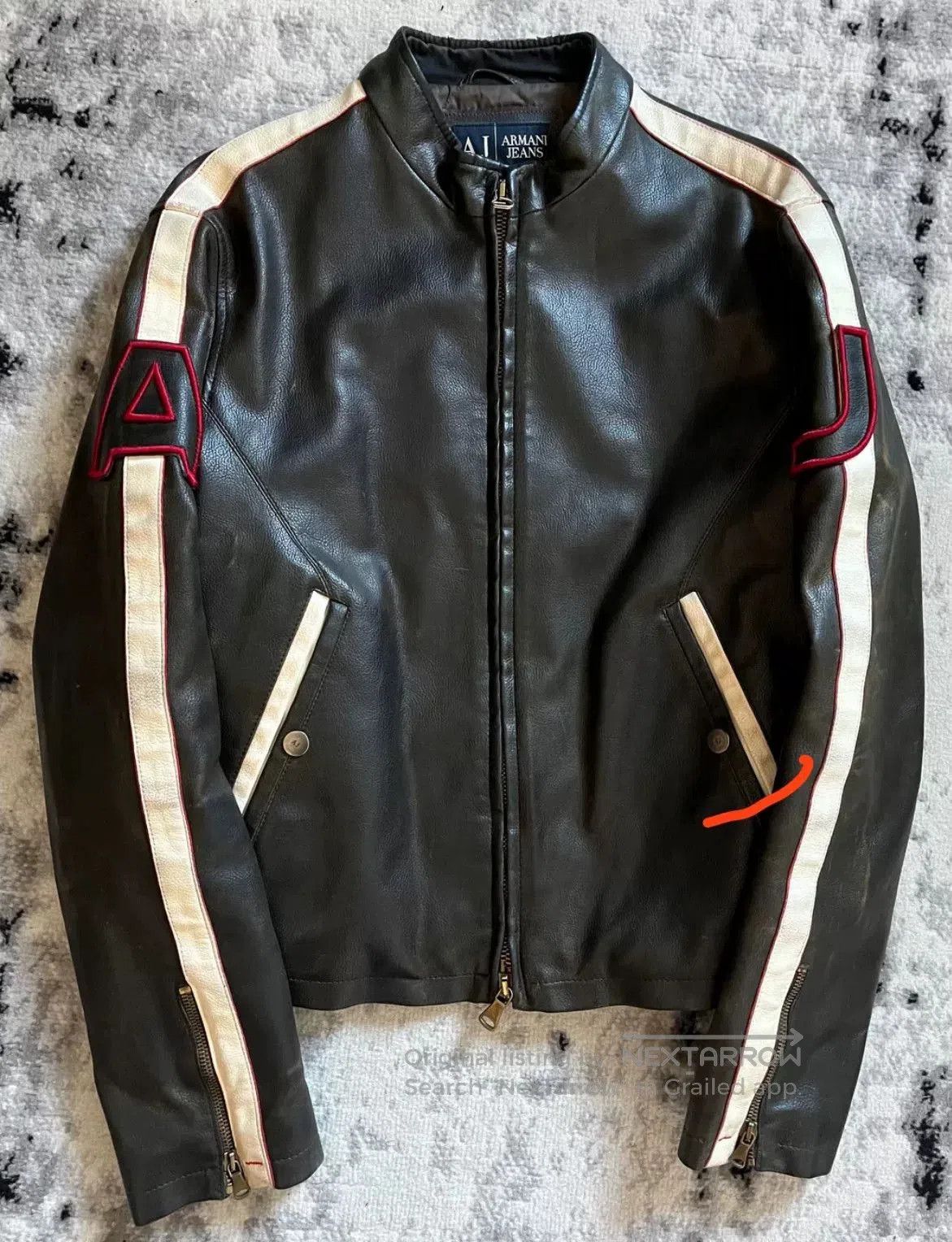 2000s Armani Biker Leather Jacket M Size.