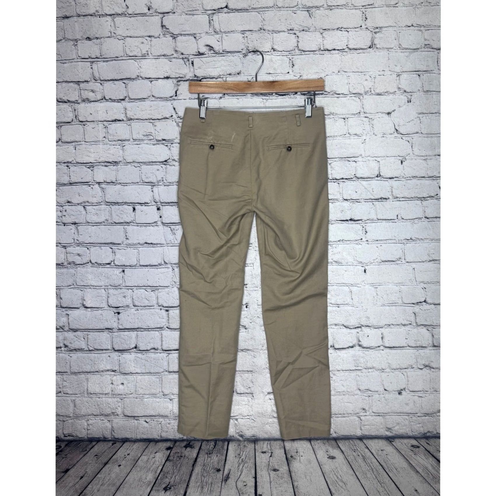 Zara ZARA BASIC COLLECTION Women Khaki Trousers Straight Leg Ankle Pants Size 4 Size 27" / US 4 / IT 40 - 3 Thumbnail