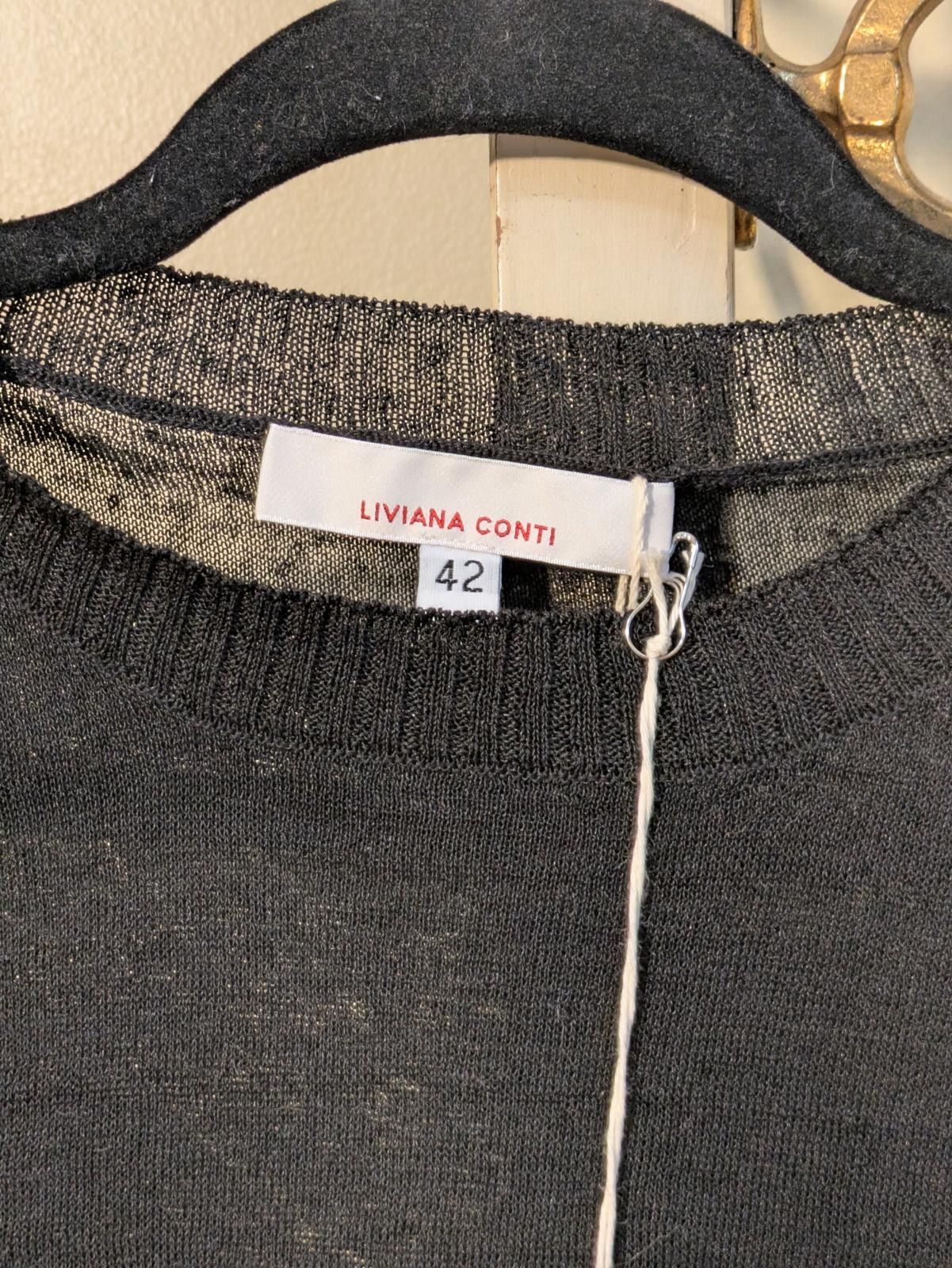 Other NWT LIVIANA CONTI Black Asymmetric Linen 2pc Drape Top 42IT Size S / US 4 / IT 40 - 4 Thumbnail