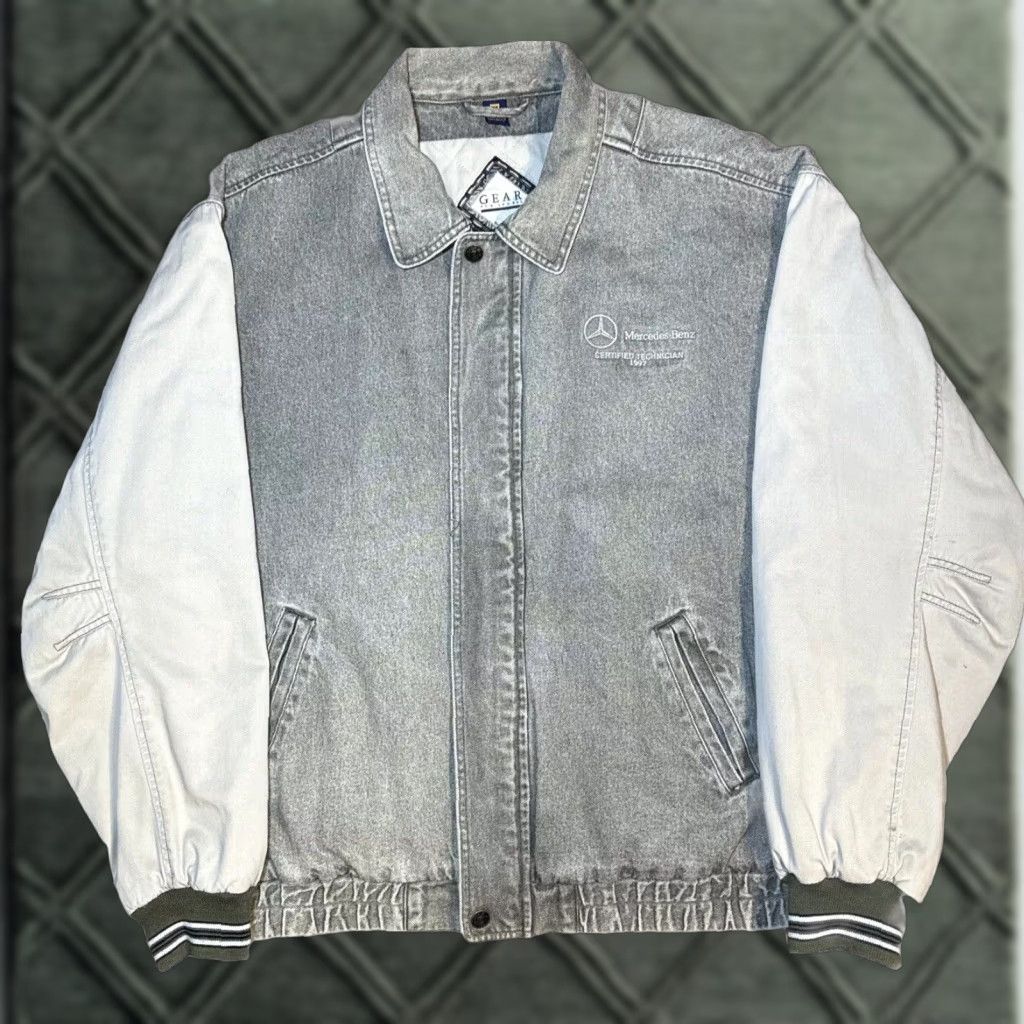 Mercedes-Benz VINTAGE Mercedes-Benz Bomber Jacket Denim Gray XL Men's Car Style Jacket Size US XL / EU 56 / 4 - 1 Thumbnail