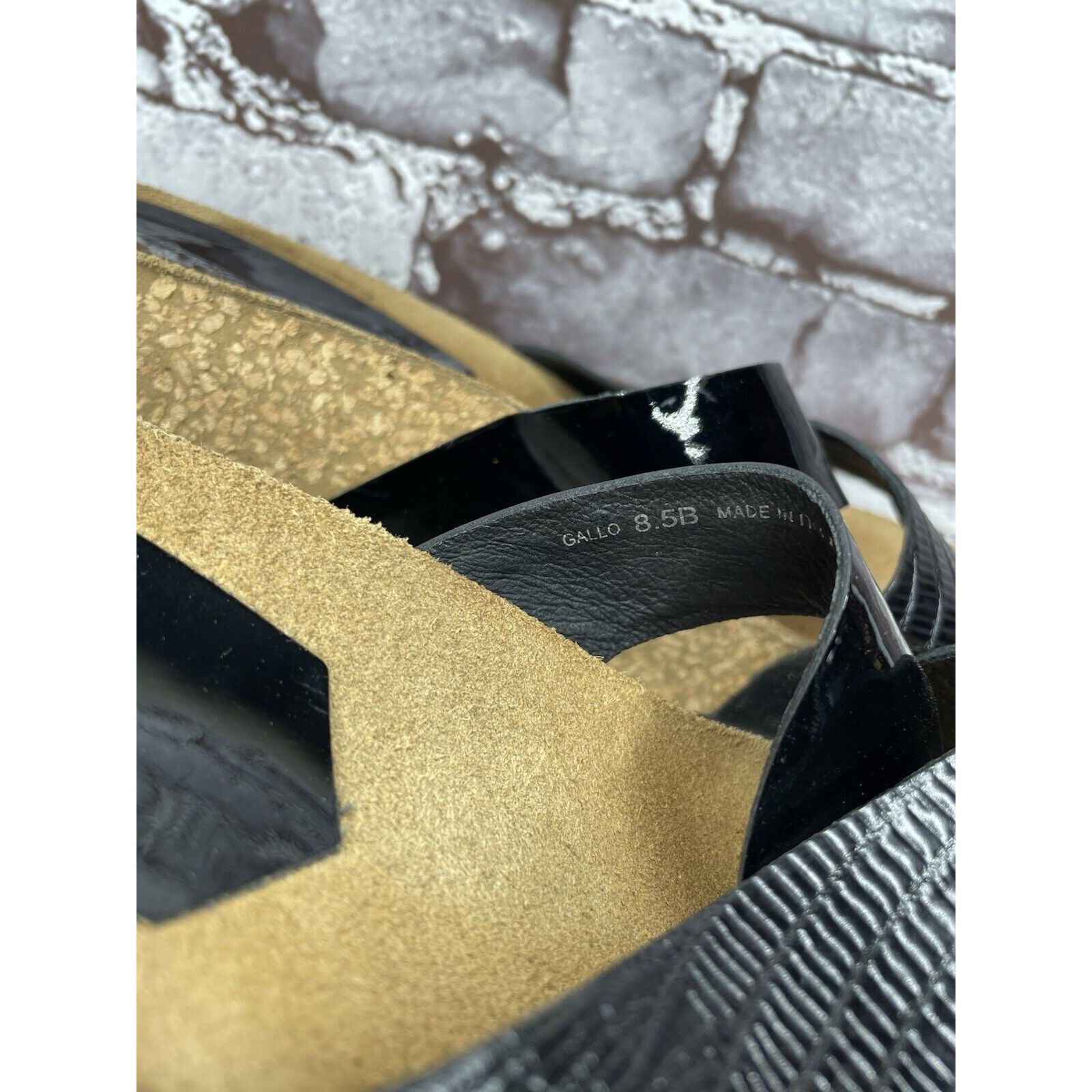 Donald Pliner Donald J. Pliner Gallo Black Patent Leather Toe Cork Wedge S Size US 8.5 / IT 38.5 - 18 Thumbnail