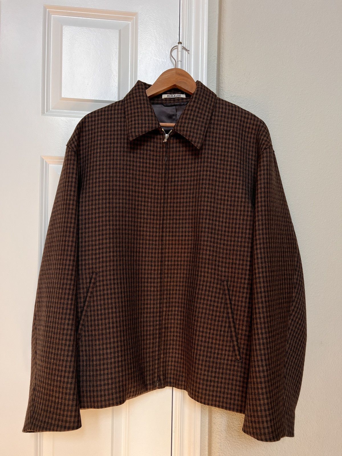 Auralee Brown double face wool gingham jacket size 5 | Grailed