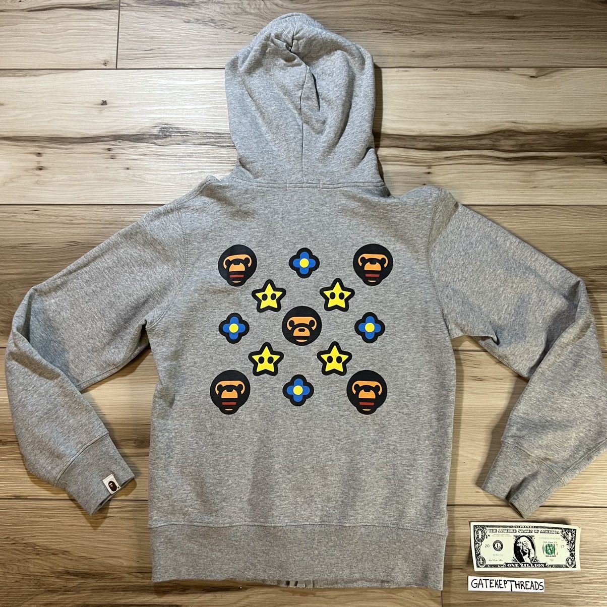 Bape Bape Grey Baby Milo Monogram Zip Up Hoodie | Grailed
