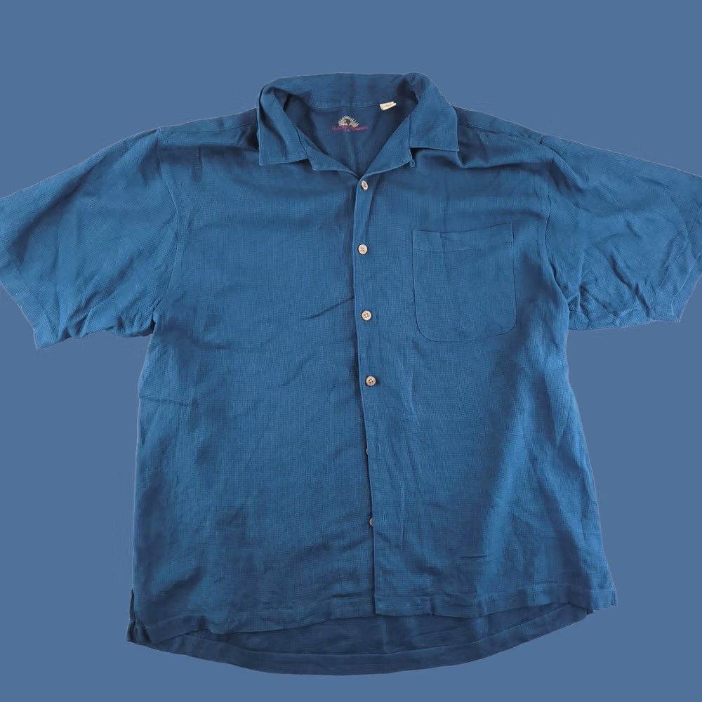 Tommy Bahama Tommy Bahama Shirt Mens L Silk Green Short Sleeve Button-Up Textured 100% Solid Solid Size US L / EU 52-54 / 3 - 1 Thumbnail