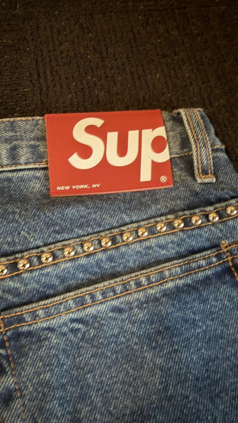 B.B. Simon × Supreme SS22 Supreme B.B simon studded regular jean (30) (blue) Size US 30 / EU 46 - 8 Thumbnail
