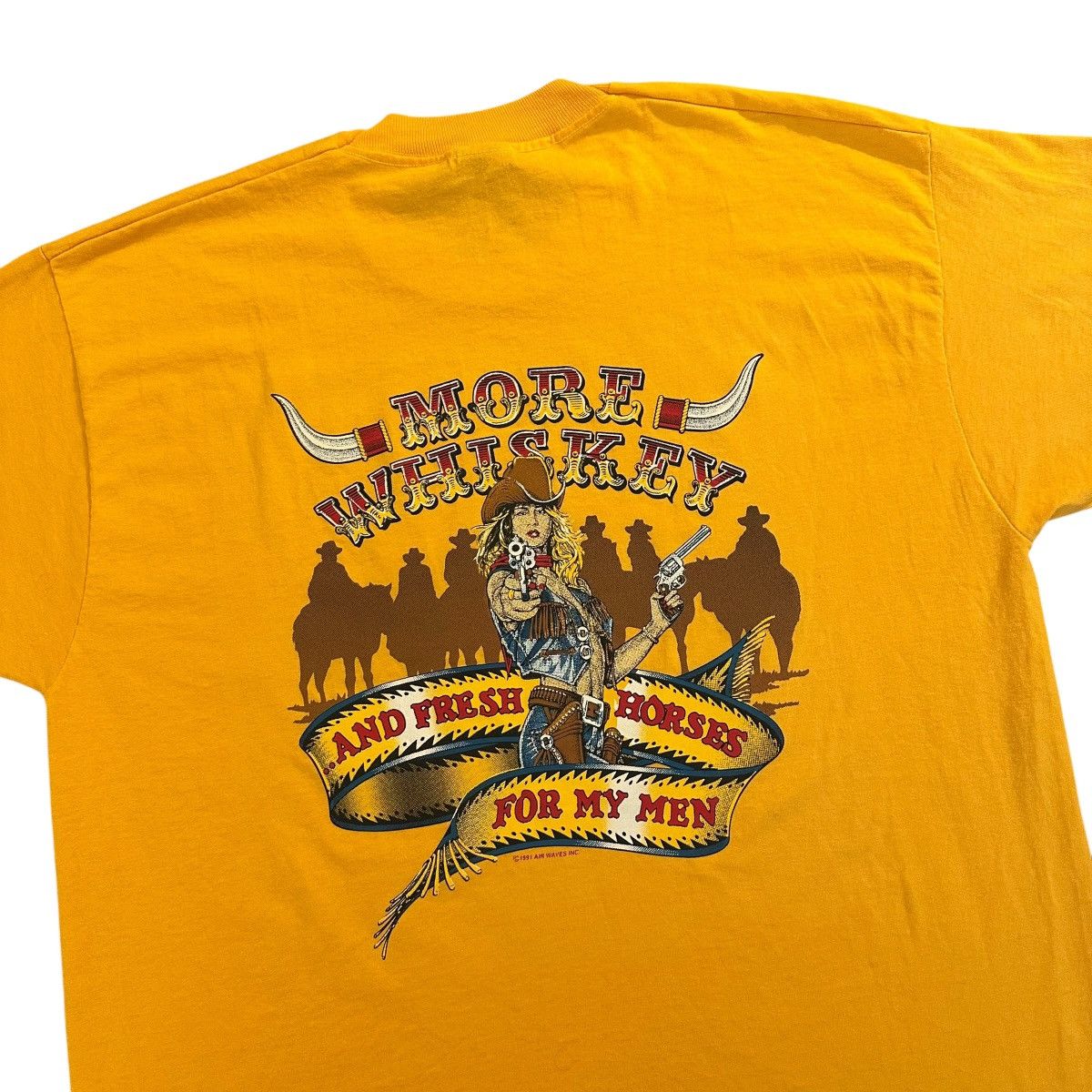 Vintage Vintage 1991 More Whiskey Cow Girl western Wild West shirt Size US XL / EU 56 / 4 - 3 Thumbnail