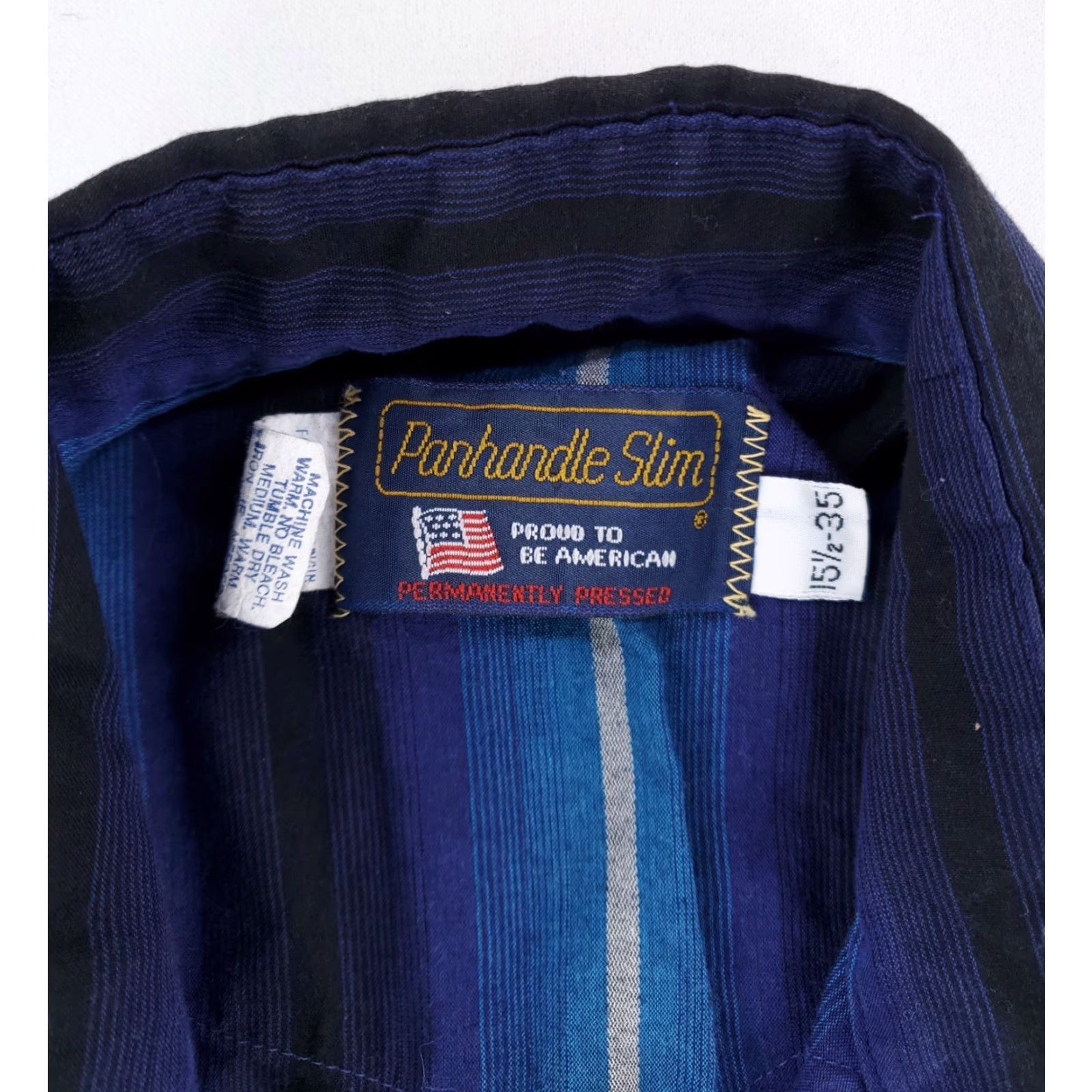 Vintage VINTAGE Panhandle Slim Pearl Snap Shirt Striped Blue Purple Made USA Mens 15.5/35 Long Sleeve Snap Mens Yellow? Size US L / EU 52-54 / 3 - 2 Thumbnail