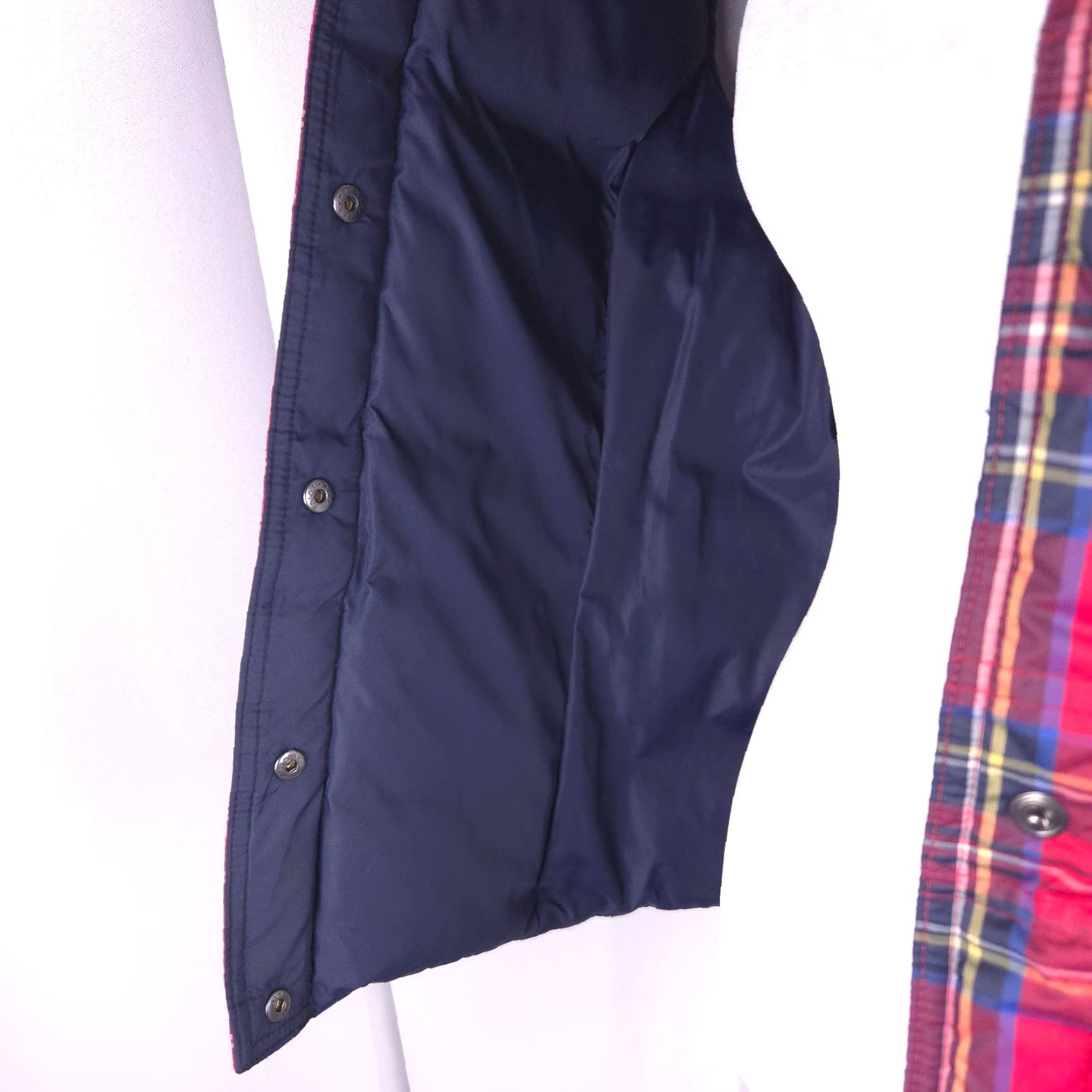 Lands' End Lands End Lands' End Womens S Red Tartan Plaid Down Puffer Vest Funnel Neck Layer Friendly