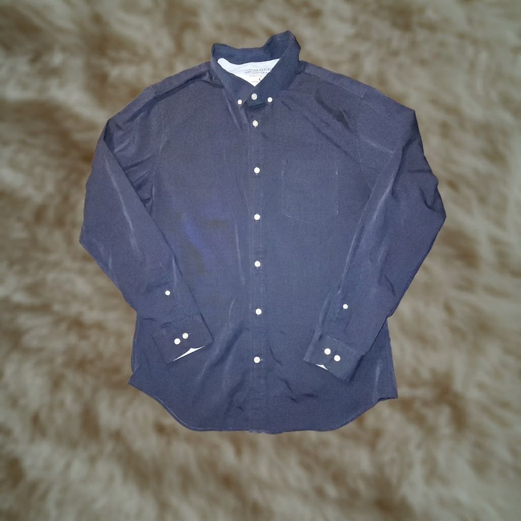Banana Republic Banana Republic Grant Slim Fit Button Down Men's Large Blue Luxe Stretch Poplin Shirt Size US L / EU 52-54 / 3 - 1 Thumbnail