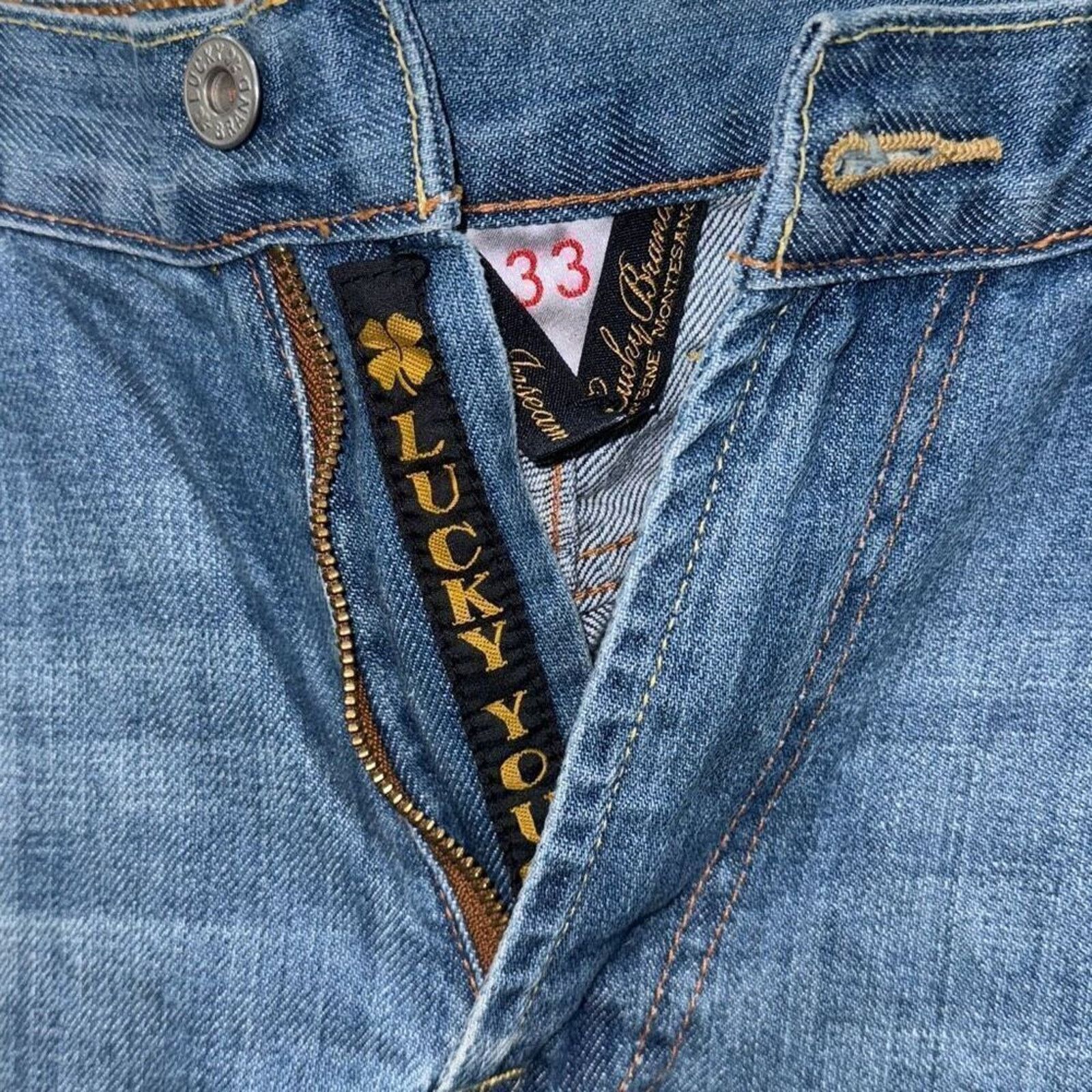Lucky Brand Lucky Jean's mens blue straight leg denim jeans | Sz 33 Size US 33 - 3 Thumbnail