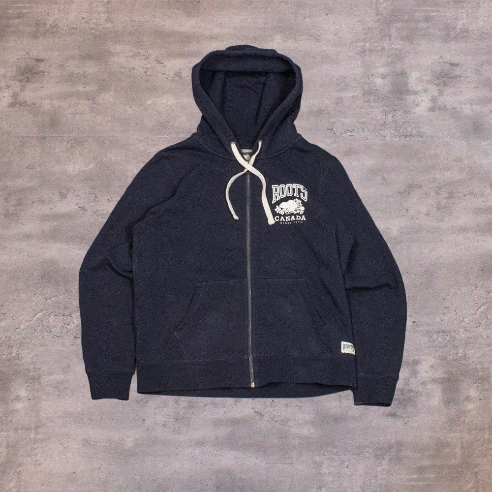 Roots Vintage Y2K 00's Root's Canada Zip Navy Blue Hoodie Size US M / EU 48-50 / 2 - 1 Thumbnail