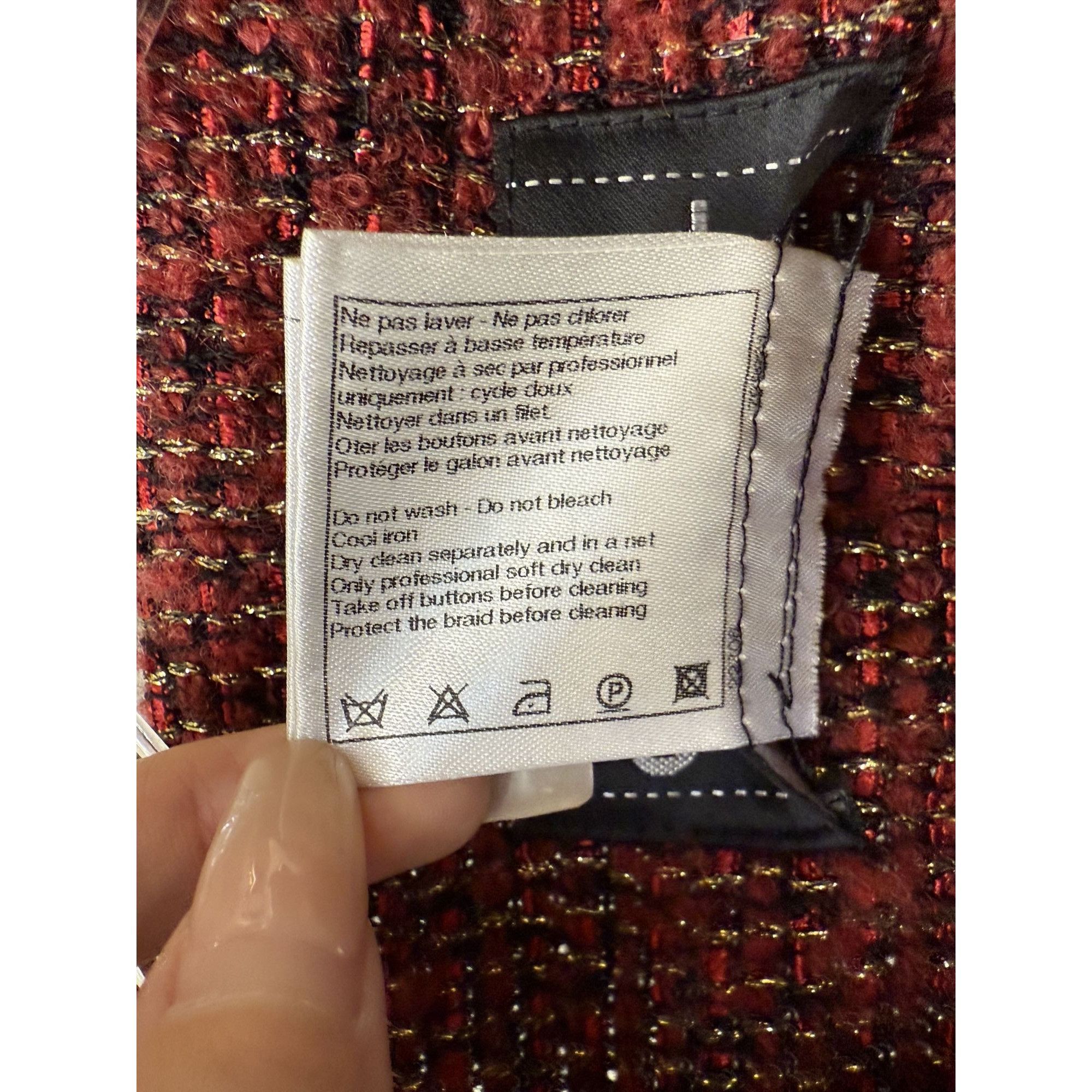 Chanel Chanel Womens Tweed Cape Jacket Black/Red Trim Wool Blend Si Size XS / US 0-2 / IT 36-38 - 7 Thumbnail