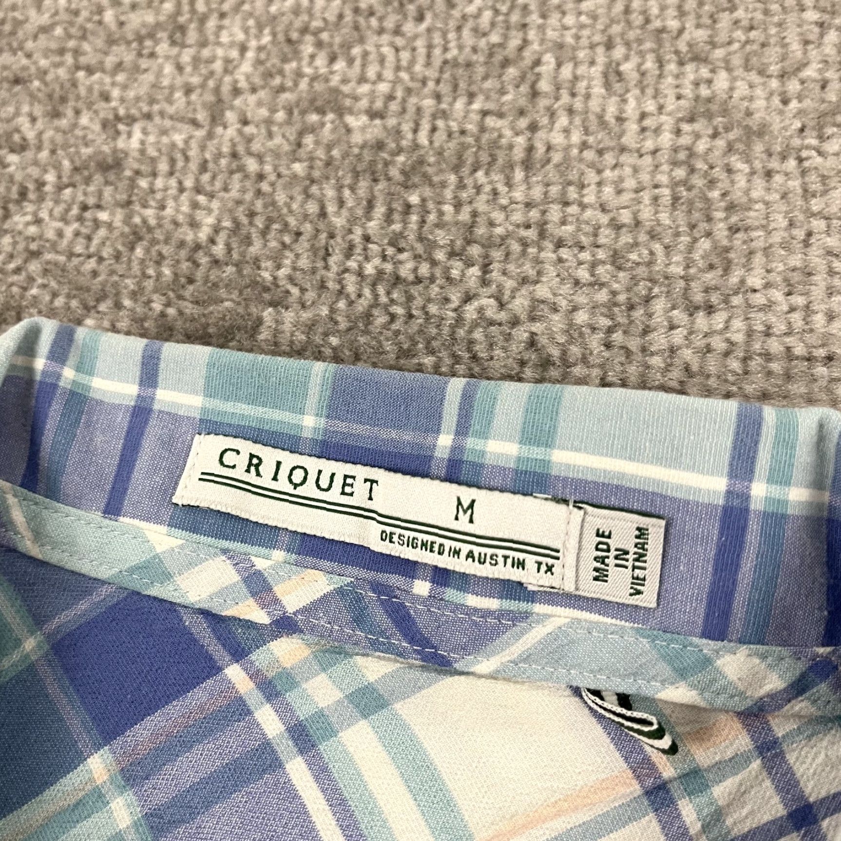 Vintage Criquet Shirt Mens M Blue White Plaid Performance Button Up Short Sleeve Shirt Size US M / EU 48-50 / 2 - 2 Thumbnail