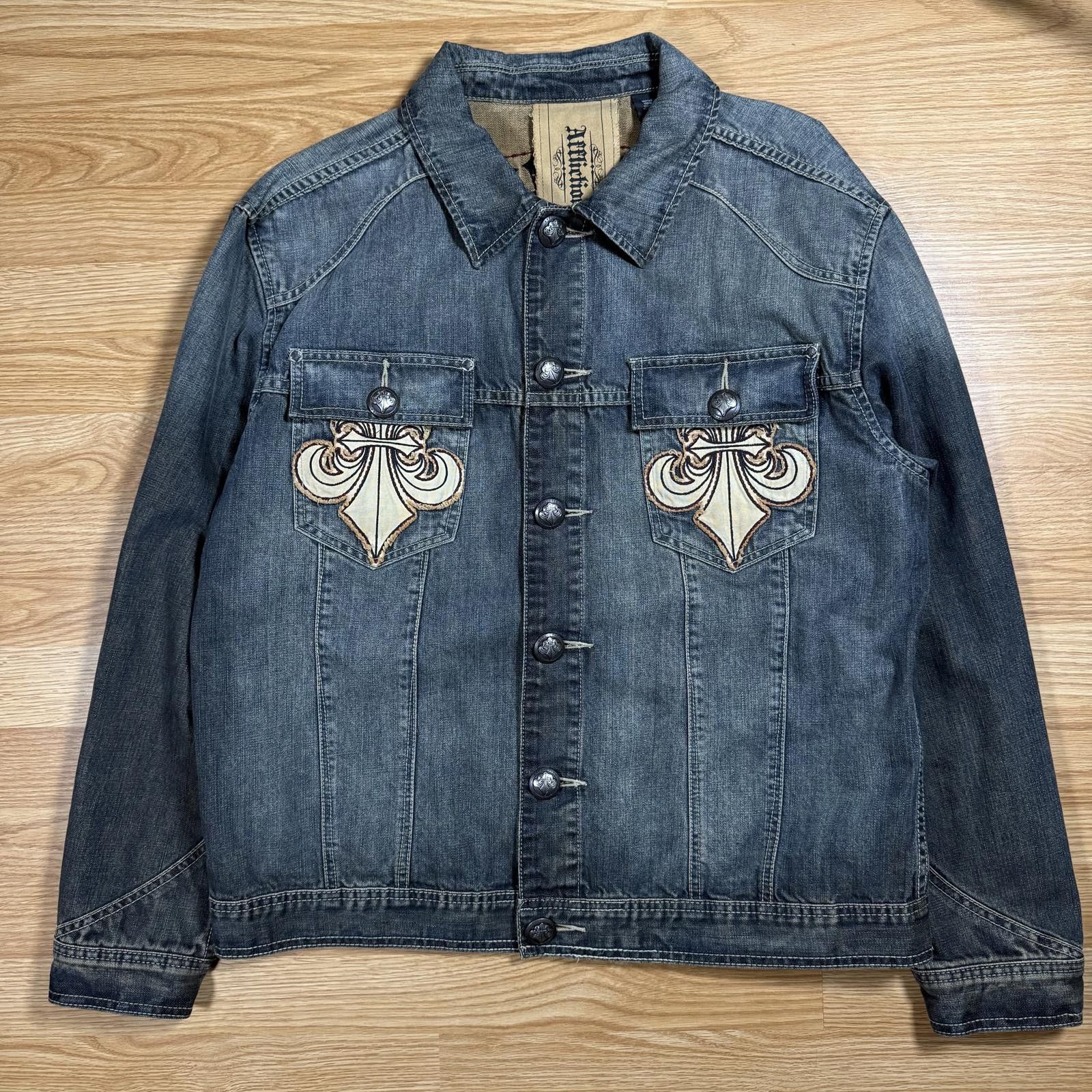 Affliction Affliction Denim Jacket Fleur Filigree Mens XL Size US XL / EU 56 / 4 - 2 Thumbnail