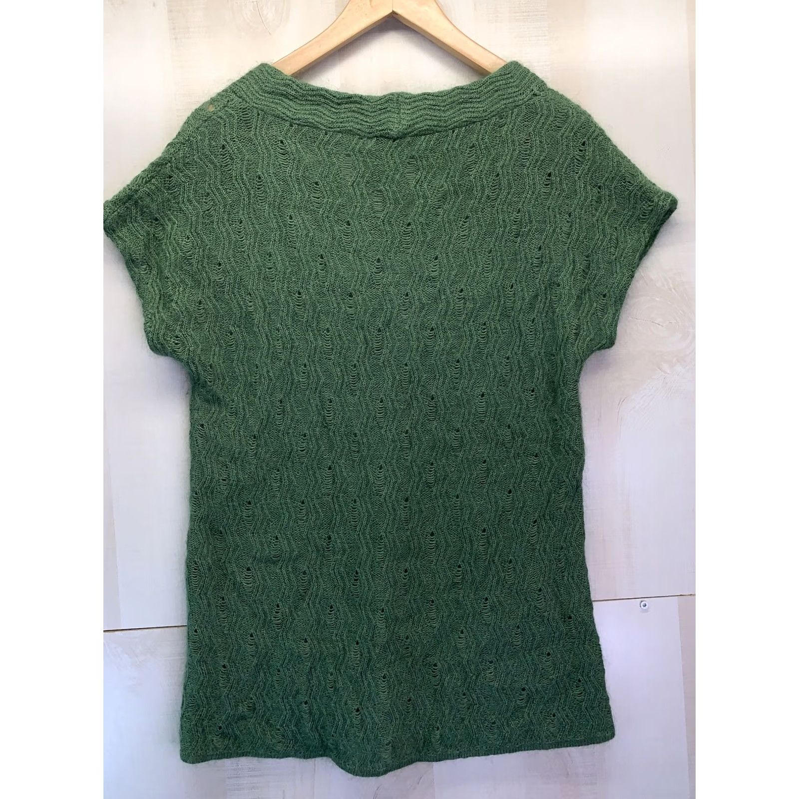 Vintage Classiques Entier Women’s L Mohair/Wool/Alpaca/Silk Green Short Sleeve Sweater Size 36" / US 14 / IT 50 - 3 Thumbnail