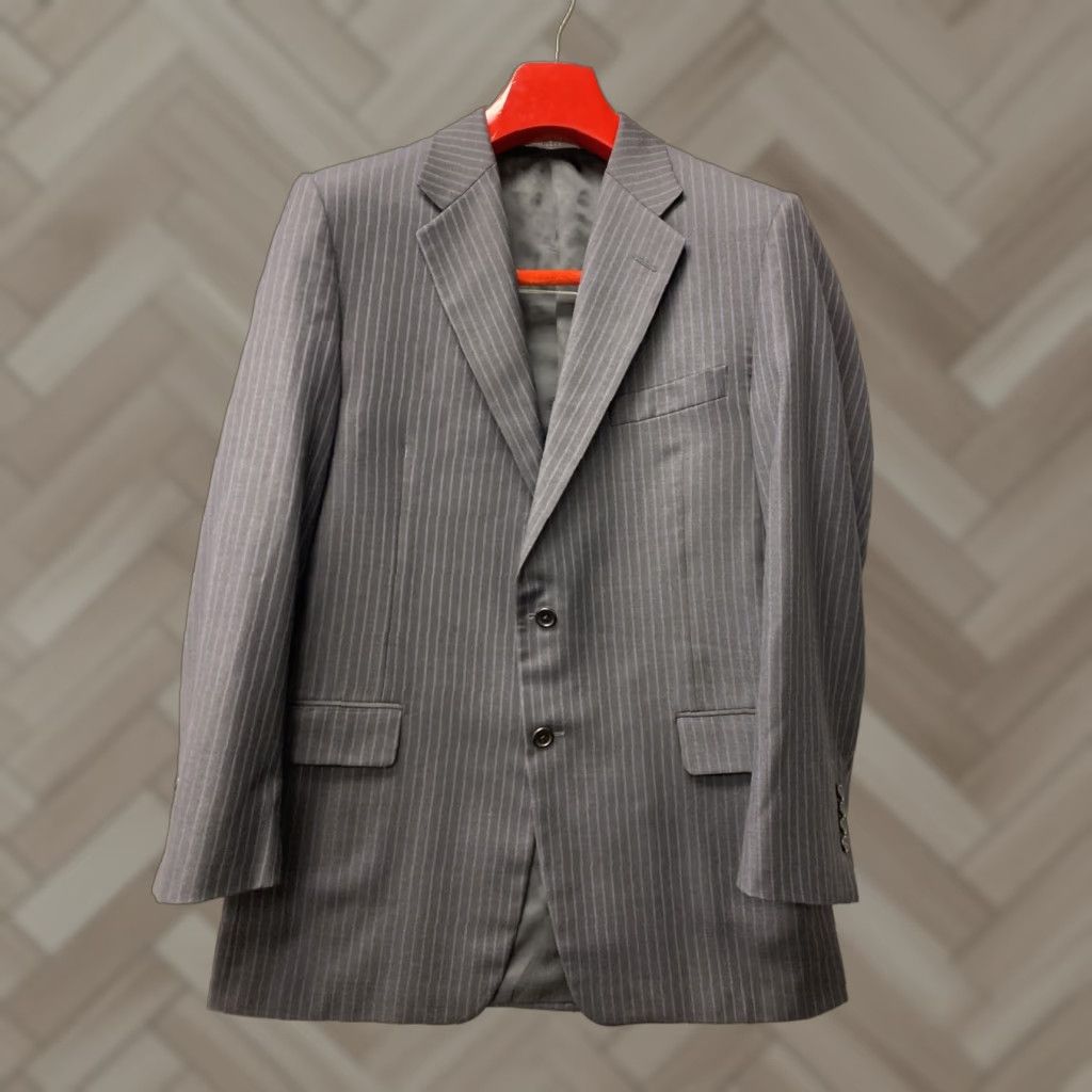 Hickey Freeman Blazer Jacket Men’s Size 42 Gray Stripes 100% Worsted Wool/0081 Regular Lined Two Button Wool Striped Dept Men Type Blazer
