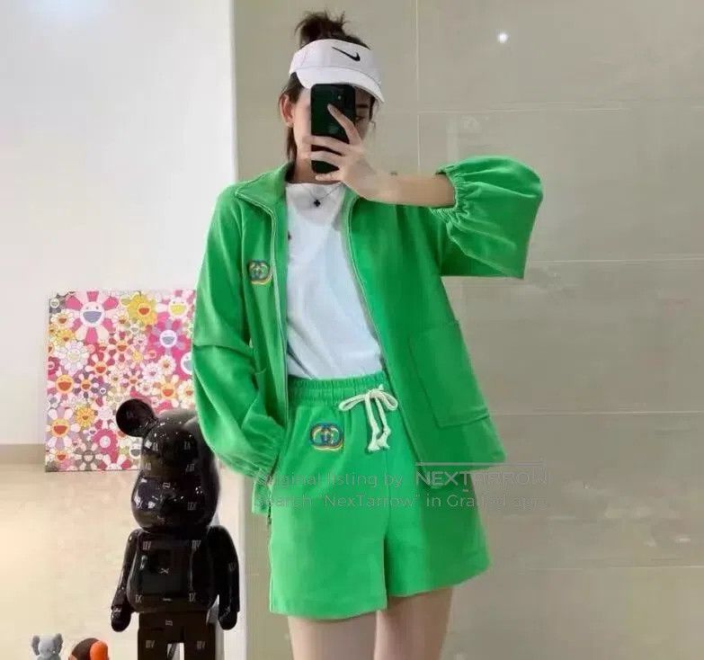 Gucci Gucci Size XS Green logo embroidered cotton drawstring casu Size 42" / US 20 - 7 Thumbnail