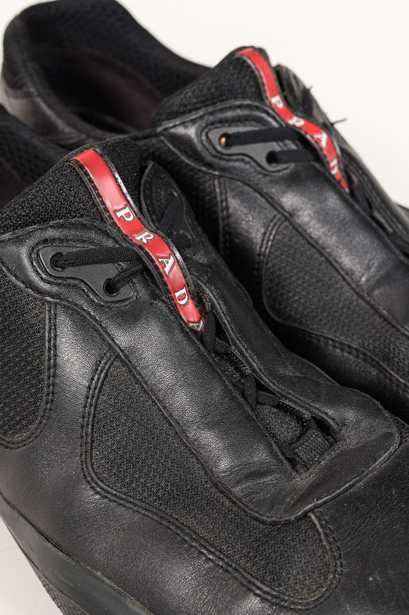 Prada Prada Red Label Black Leather & Mesh Y2K Trainers Size US 9 / EU 42 - 8 Thumbnail