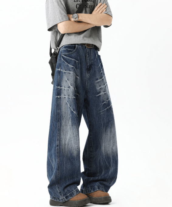 Jean Washed blue lightning men's handsome scimitar jeans y2k Size US 32 / EU 48 - 2 Thumbnail