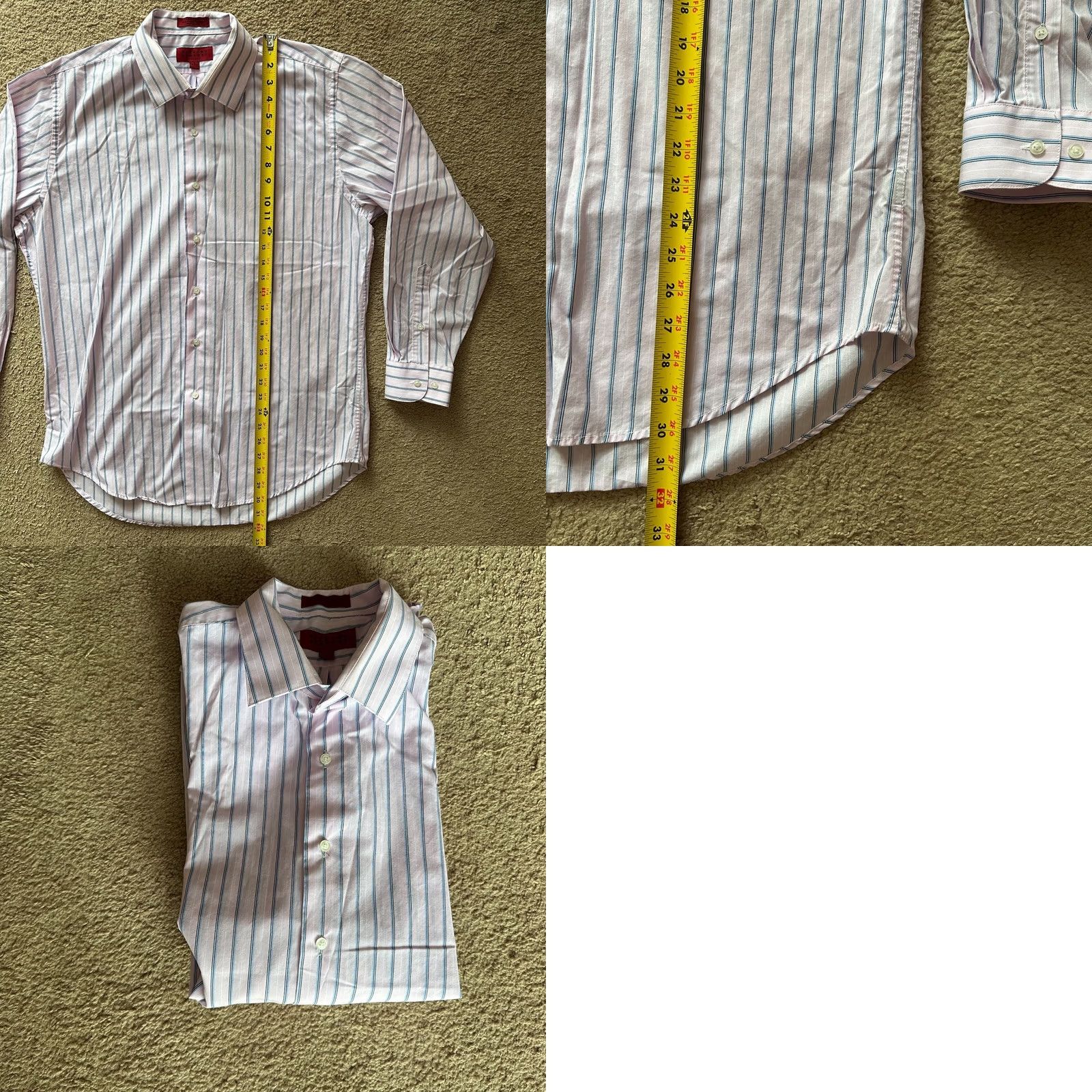 Pinko Bergamo Shirt Mens Large Pink Blue Striped Spread New York Filled Size US L / EU 52-54 / 3 - 8 Thumbnail