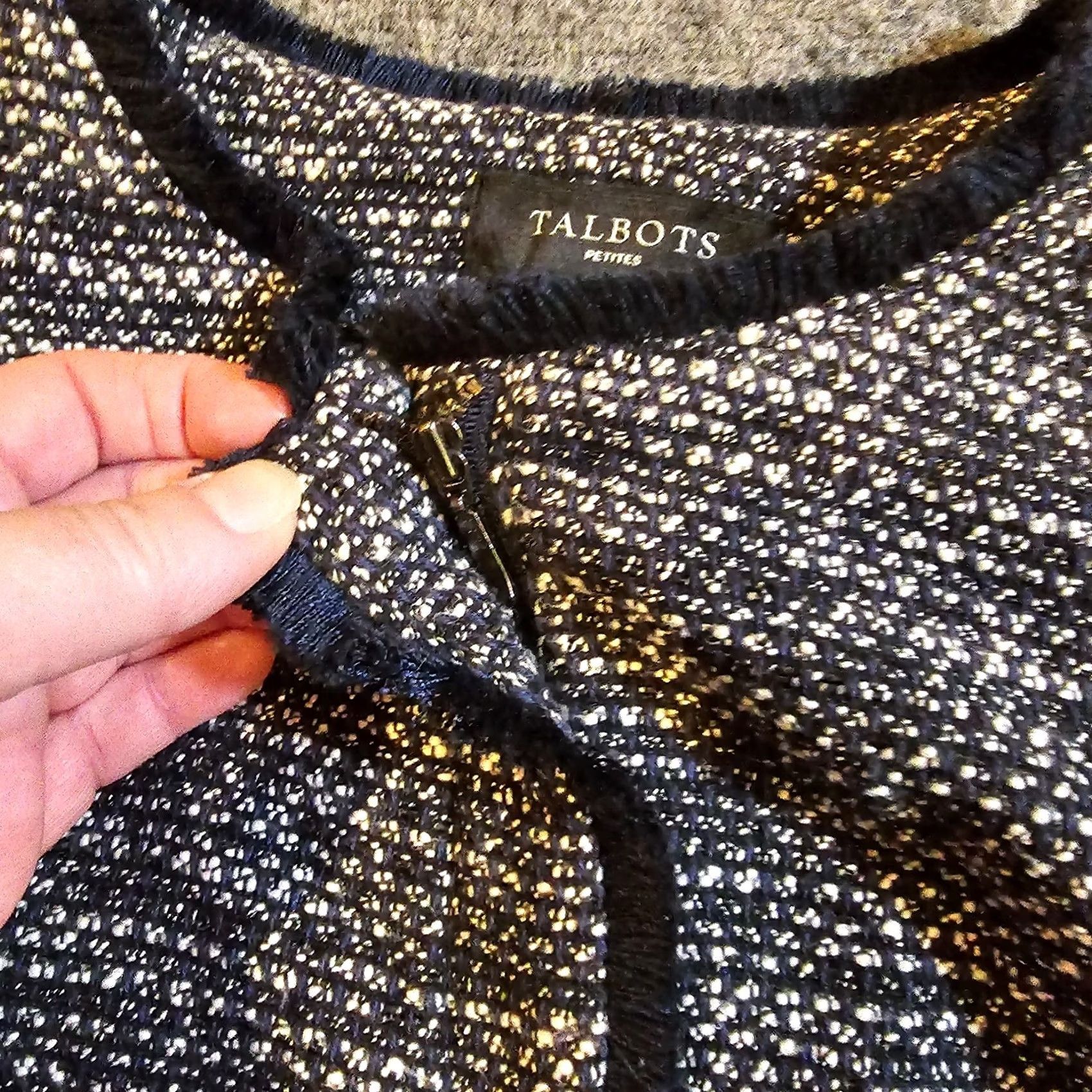 Talbots VINTAGE Talbots Blazer Womens 12 Petite Black Tweed Long Sleeve Full Zip Career Size XL / US 12-14 / IT 48-50 - 5 Thumbnail