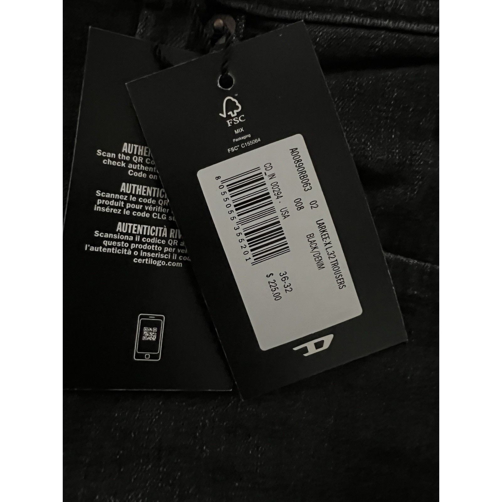 Diesel Diesel Mens Jeans Larkee Straight RB063 Black Size 36/32 Size US 36 / EU 52 - 7 Thumbnail