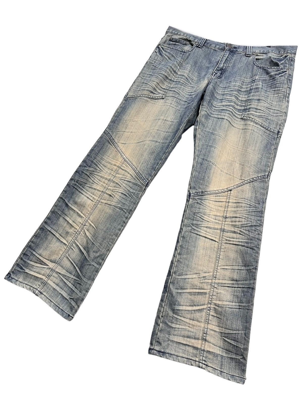 🔥Vintage FUSAI Mud Wash 3D Whisker Claw Mark Easy Fit Denim