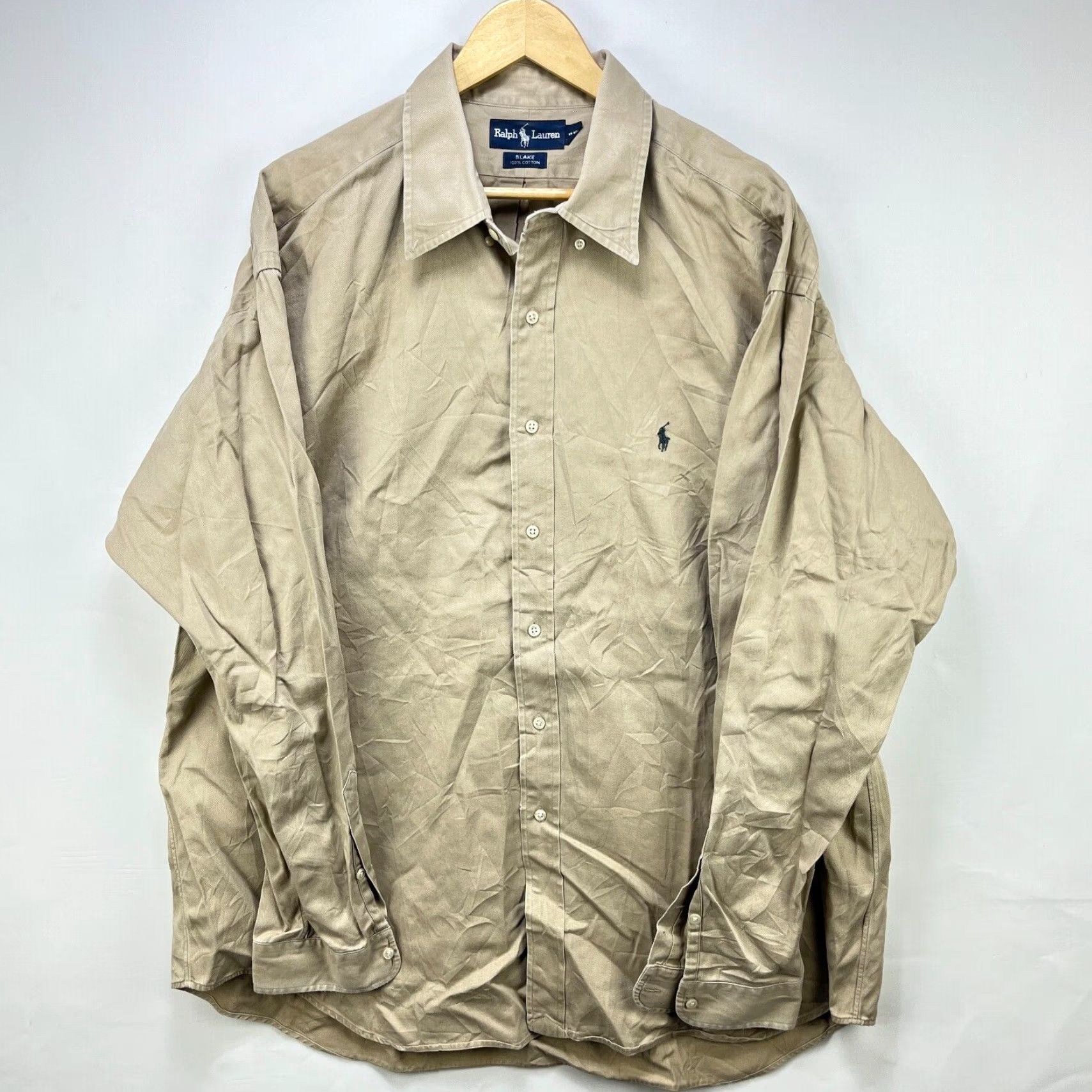 Polo Ralph Lauren **VINTAGE 90s Polo Ralph Lauren XL Beige Button-Up Long Sleeve Shirt** User: Vintage 90s Polo Ralph Lauren XL Beige Button-Up Long Sleeve Shirt Size US XXL / EU 58 / 5 - 2 Thumbnail