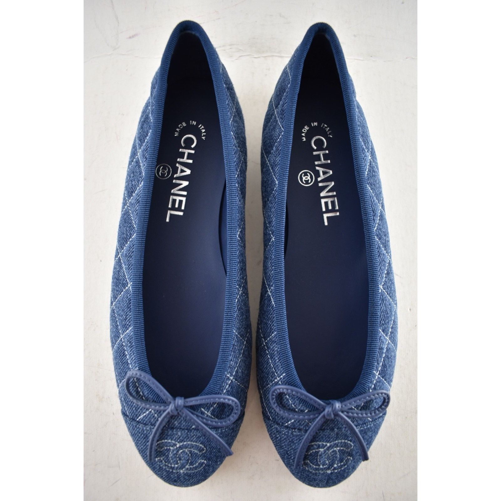 Chanel Chanel Denim Blue Quilted CC Bow Ballet Flat 41.5 Size US 11.5 / IT 41.5 - 14 Thumbnail