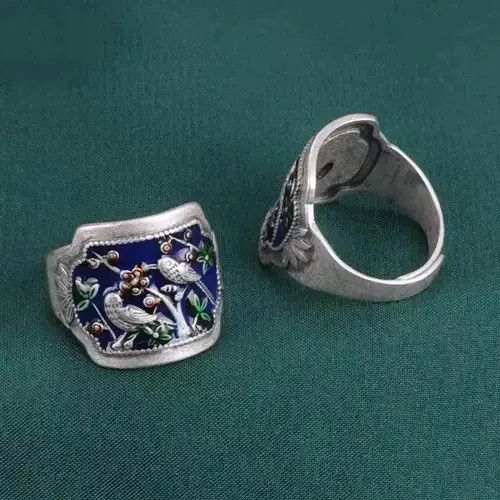 Japanese Brand Vintage Birds Engraving Adjustable Ring Size ONE SIZE - 3 Thumbnail