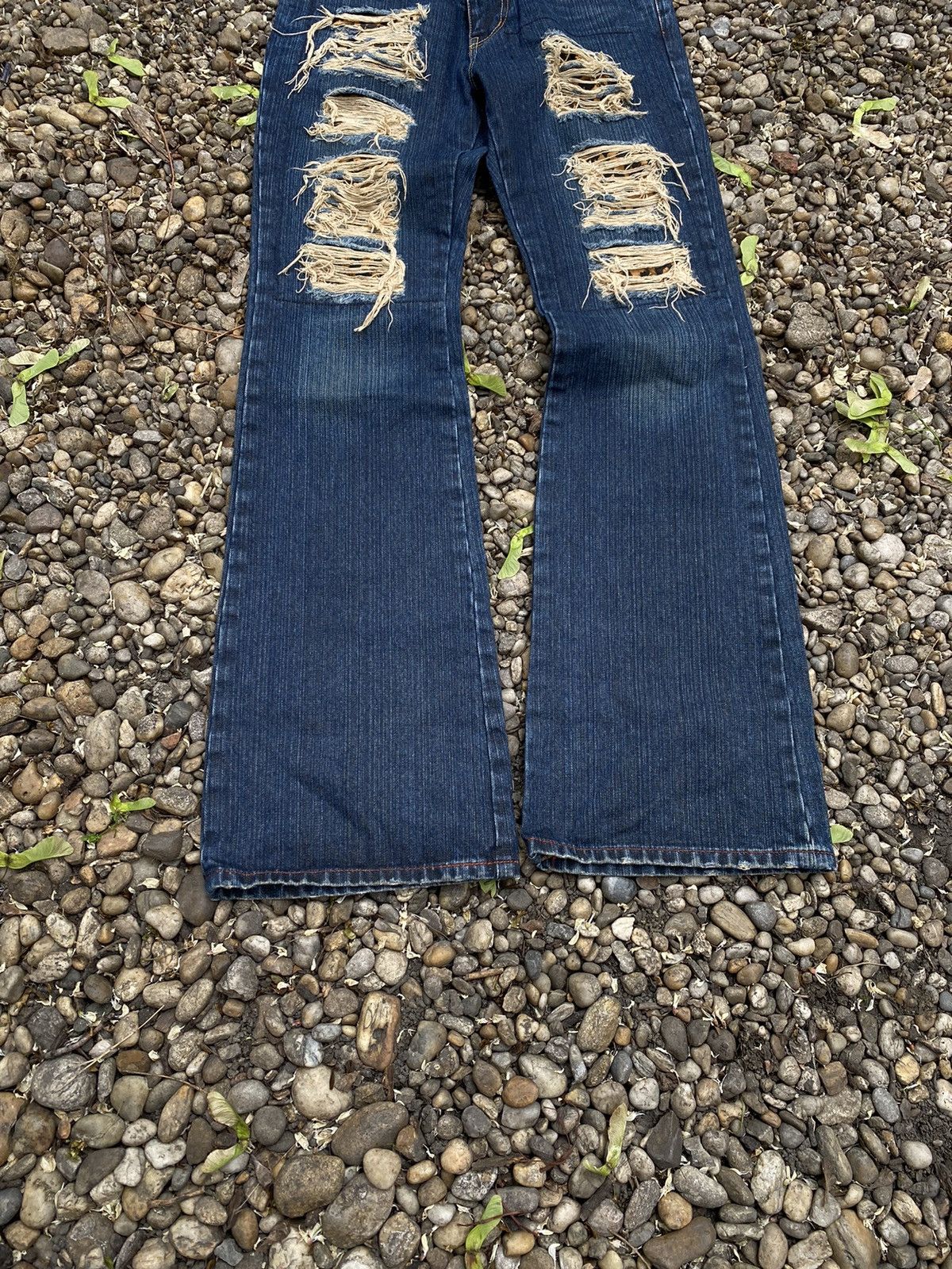 Japanese Brand Slow Hand Jam Distressed Flared Jeans Size 26" / US 2 / IT 38 - 3 Thumbnail