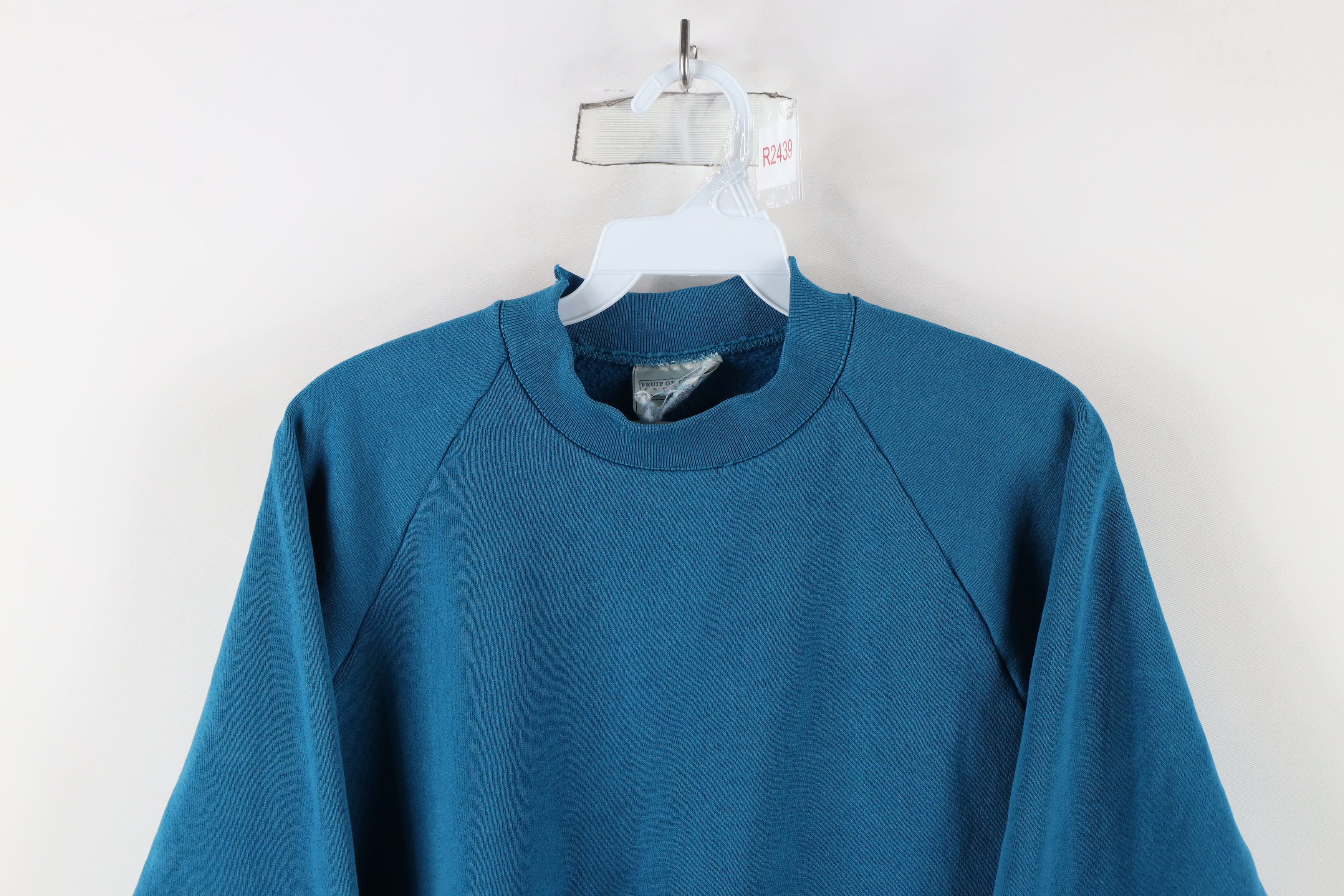 Vintage Vintage 90s Streetwear Blank Crewneck Sweatshirt Blue Size L / US 10 / IT 46 - 2 Thumbnail