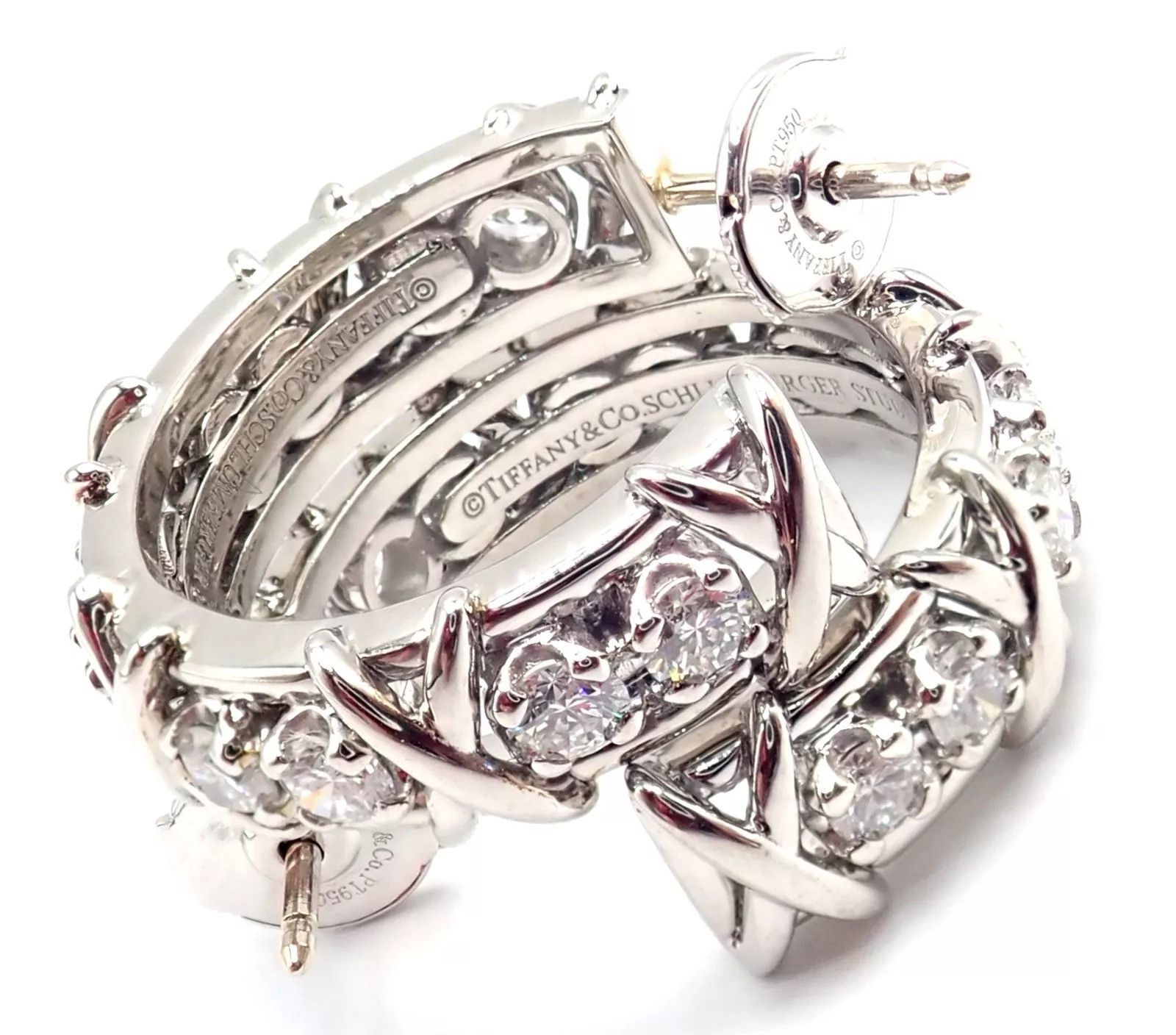 Tiffany & Co Stones Platinum Diamond Hoop Earrings