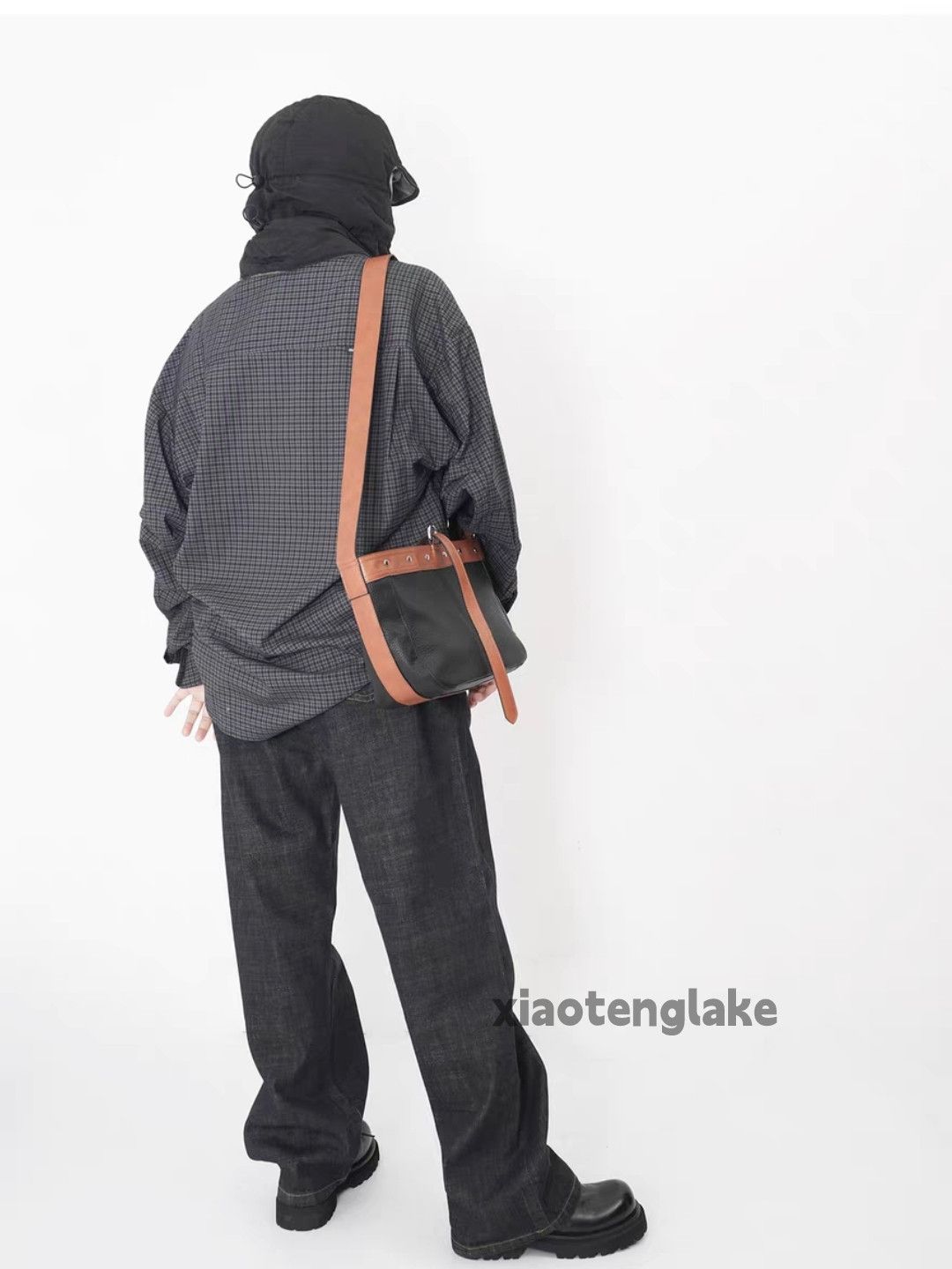 Unisex utility punk hiphop patchwork crossbody bag