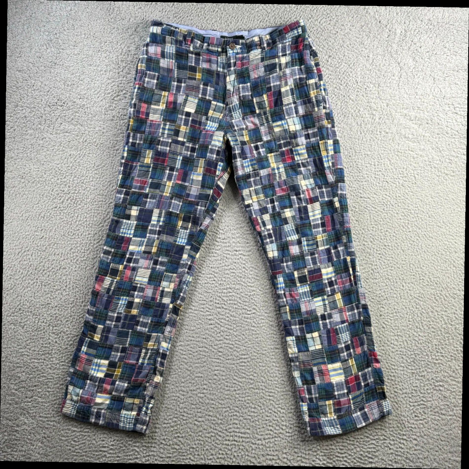 J.Crew J Crew Pants Mens 34x32 Fits 34x31 Madras Plaid Patchwork Cotton Chino Grailed