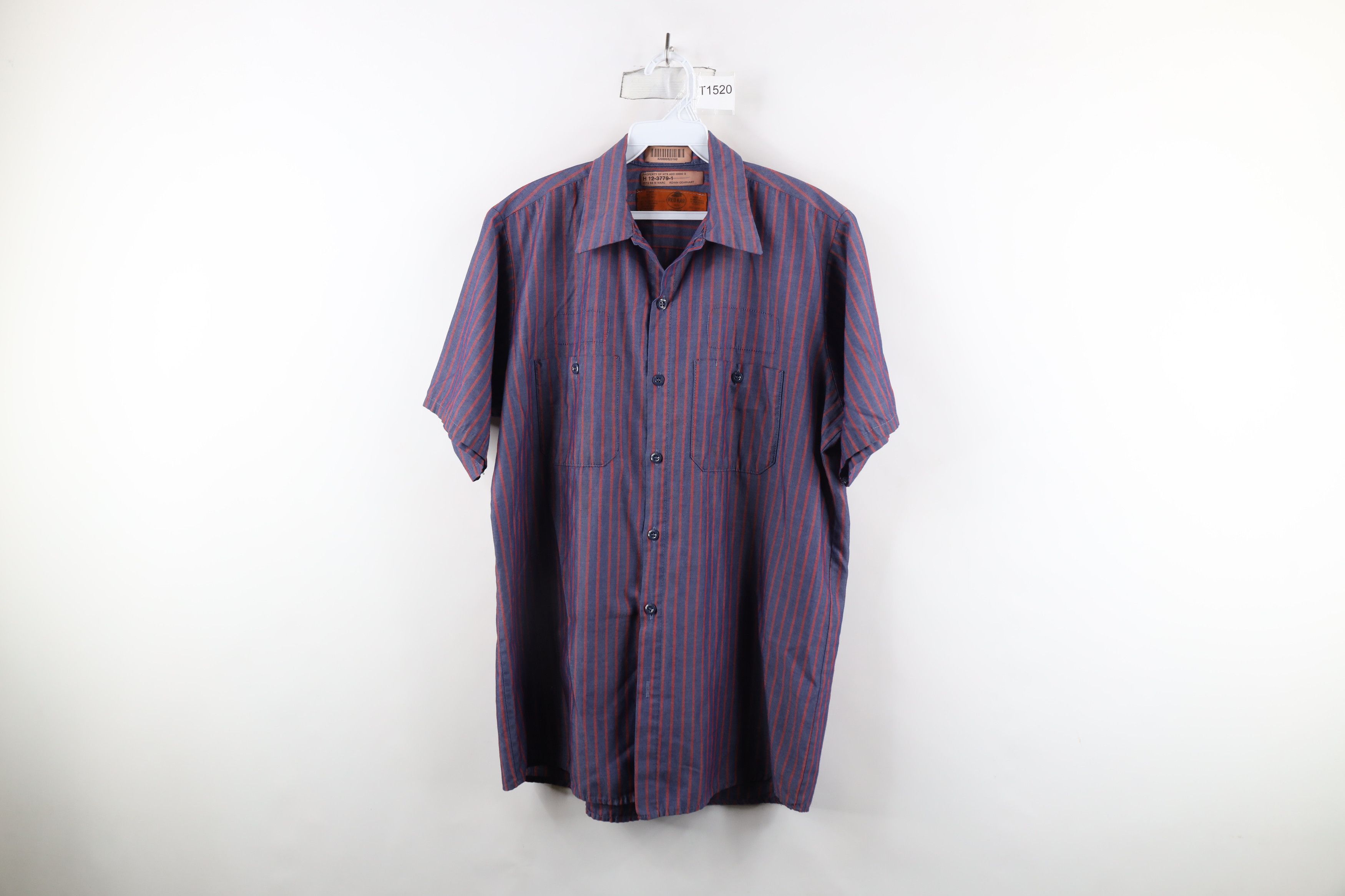 Vintage Vintage 90s Streetwear Striped Work Mechanic Button Shirt Size US M / EU 48-50 / 2 - 1 Thumbnail