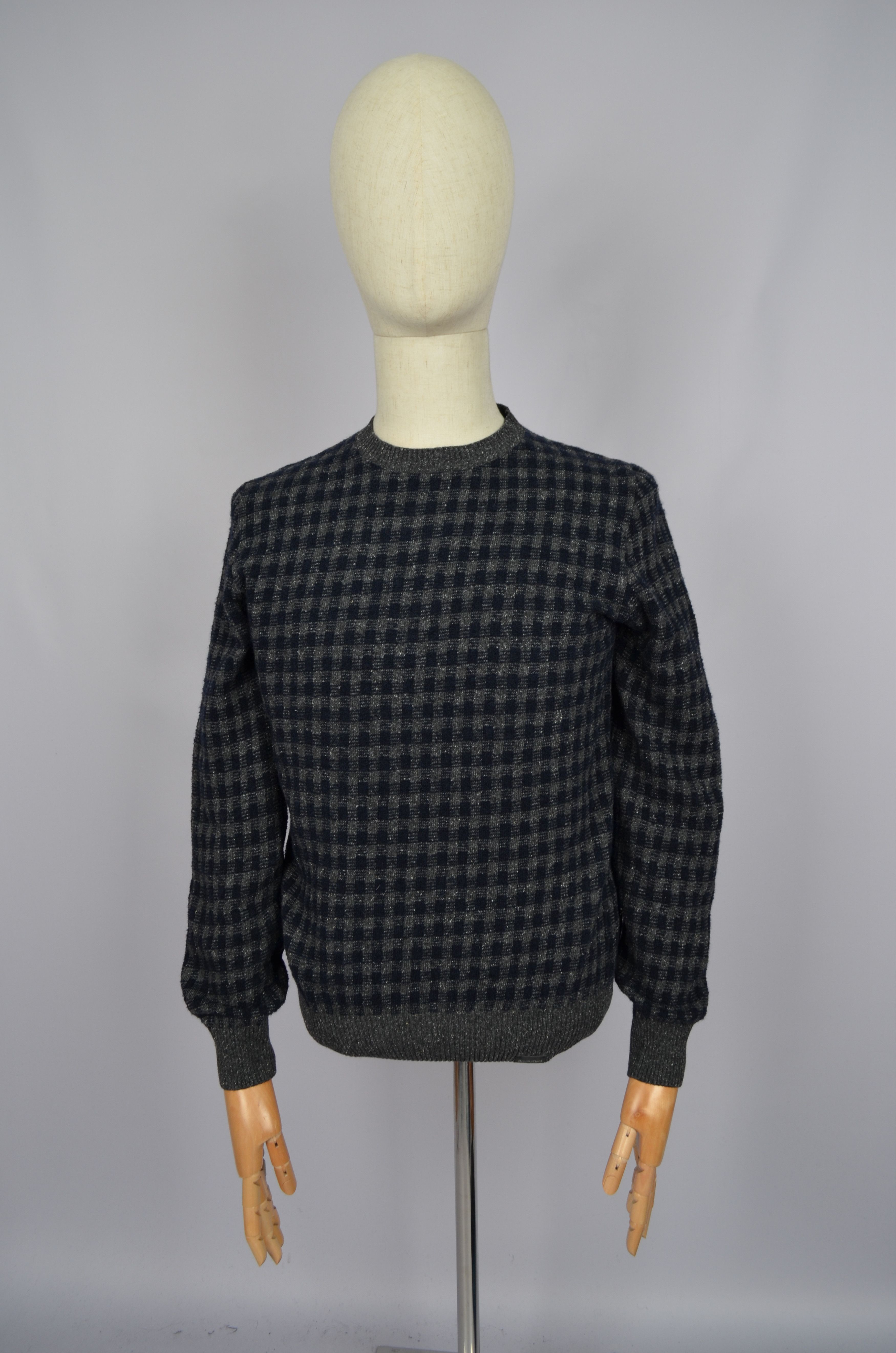 Brooksfield × Designer Brooksfield Torino Check Wool Blend Knit Sweater Size 48/S Size US S / EU 44-46 / 1 - 12 Thumbnail