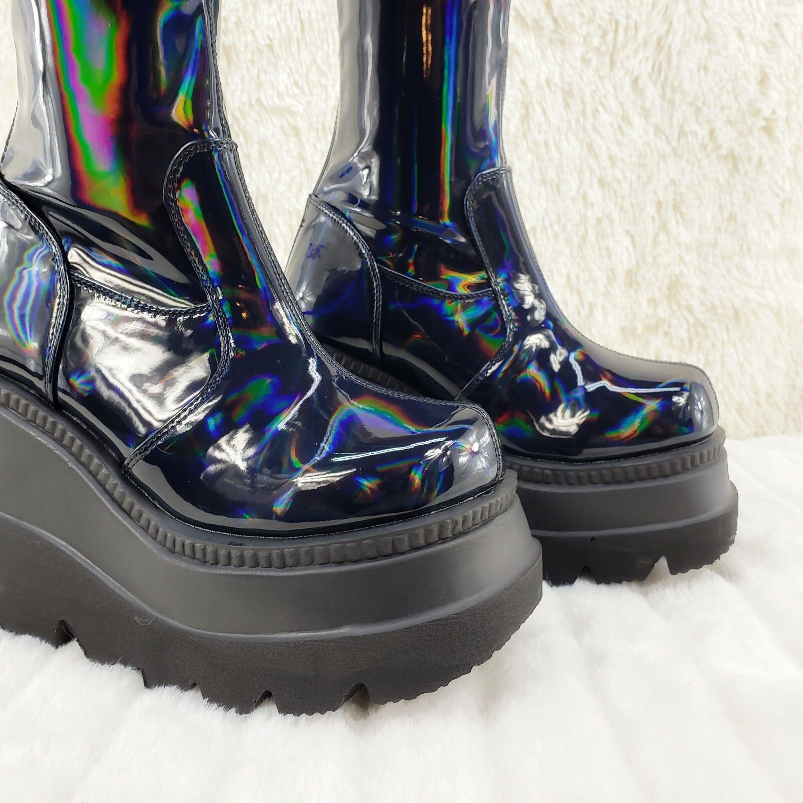 Demonia Cult DEMONIA Shaker 65 Black Hologram Platform 4.5" Wedge Heel Kn Size US 11 / IT 41 - 9 Thumbnail