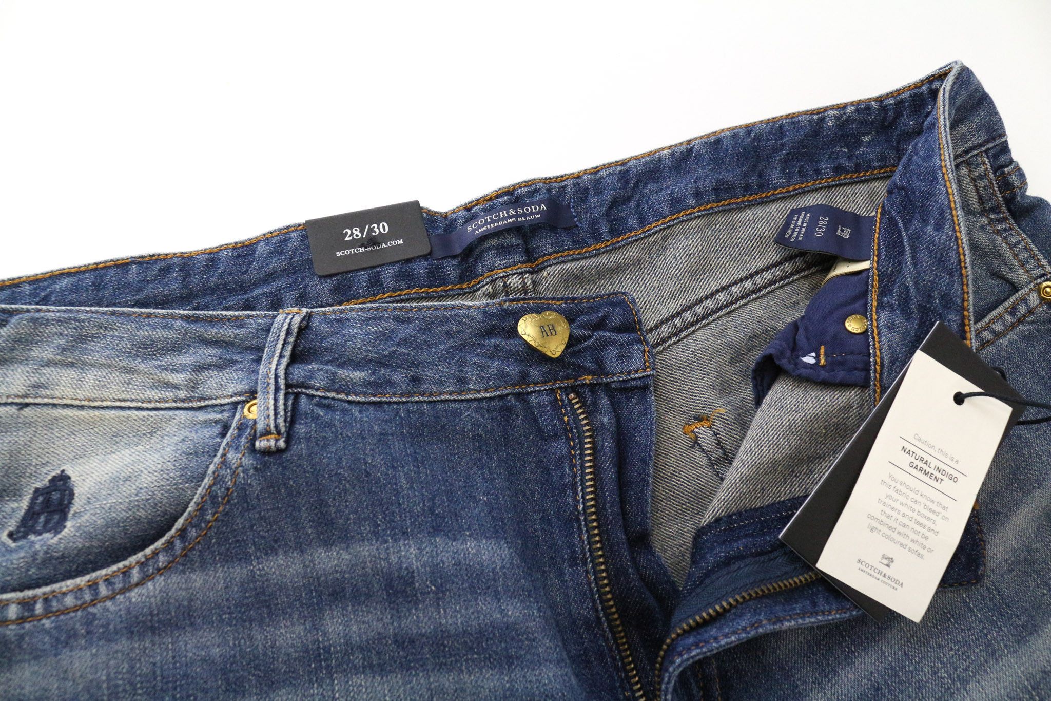 Scotch & Soda BANDIT W28/L30 Blue Cotton Linen Distress Slim Jeans 75634 Size 28" / US 6 / IT 42 - 3 Thumbnail