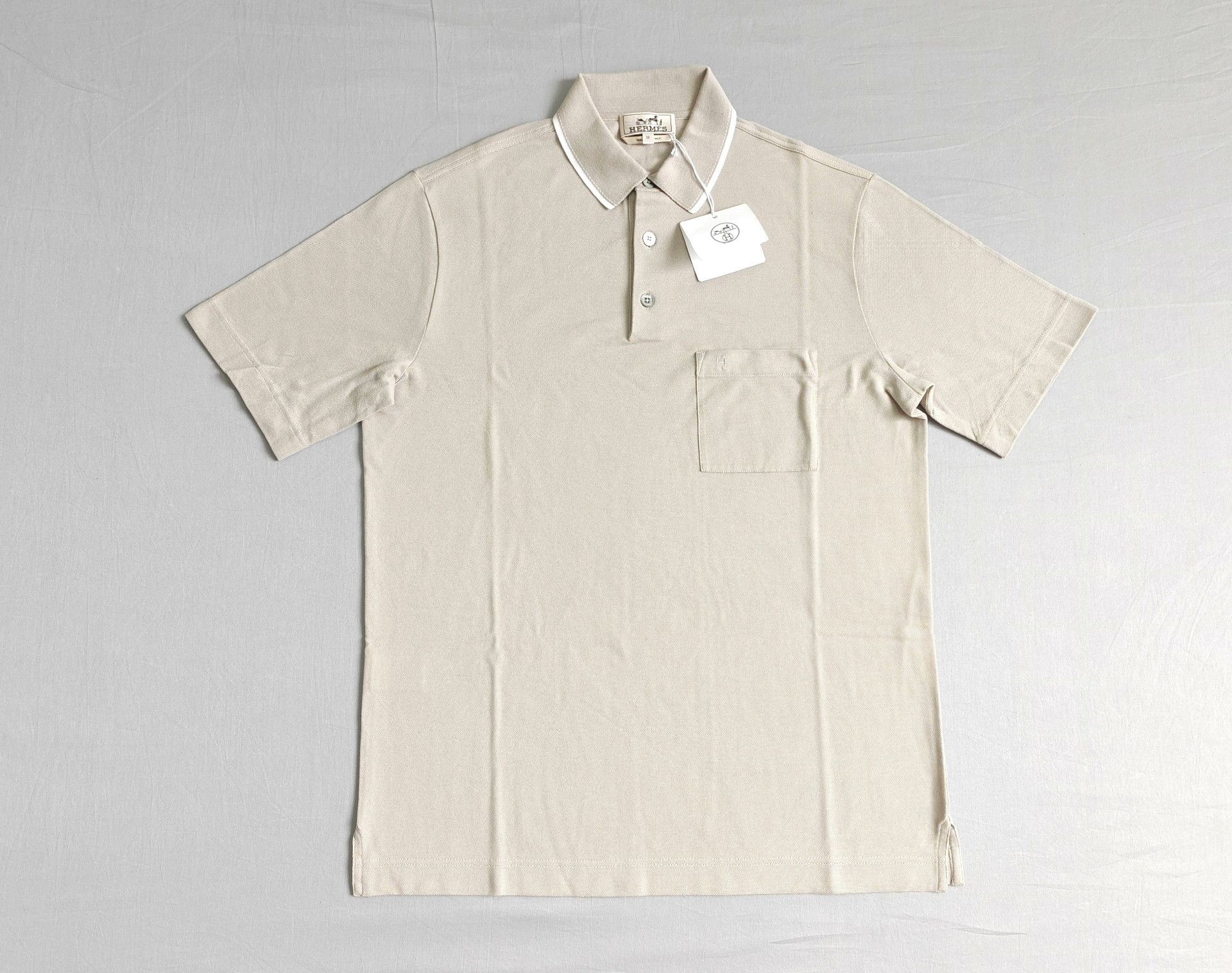 Hermes Hermes Men's Beige Short Sleeve Polo M Size US M / EU 48-50 / 2 - 1 Thumbnail