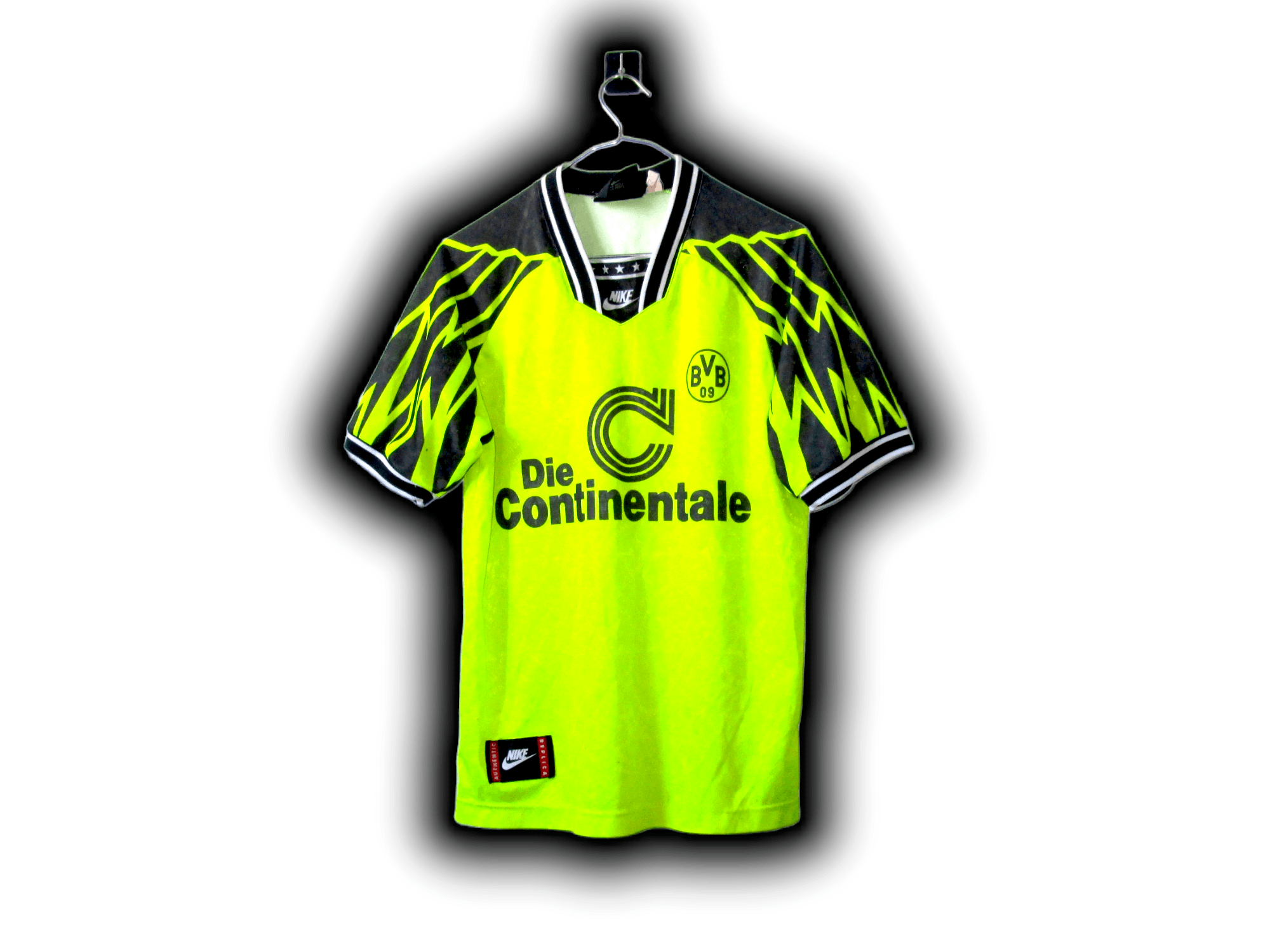 image of Nike Borussia Dortmund Germany Bvb 1994 1995 Home Shirt Jersey in Yellow, Men's (Size Small)