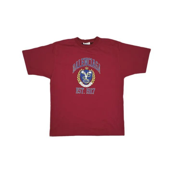Balenciaga Balenciaga Balenciaga Logo Print Loose Red TShirt -2507 Size US S / EU 44-46 / 1 - 1 Thumbnail