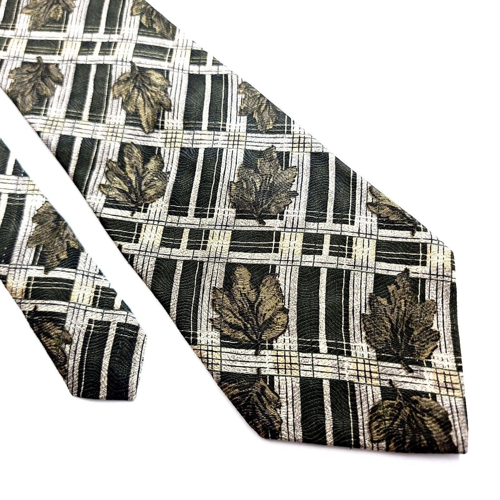 Alexander Julian Alexander Julian Colours Green Tan Leaf Print Plaid Wide Sil Size ONE SIZE - 1 Thumbnail