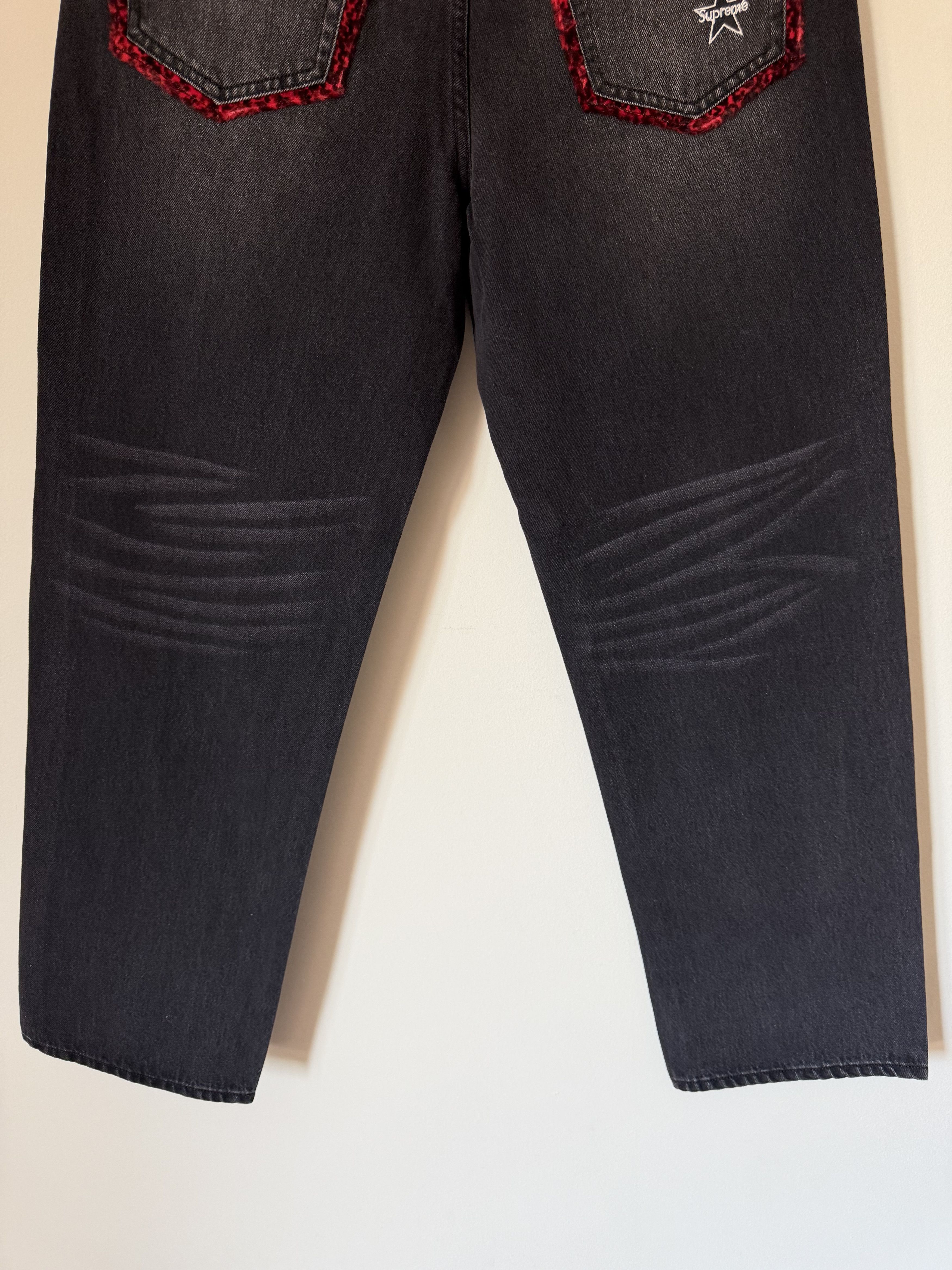 Supreme Supreme Leopard Faux Fur Loose Fit Jeans in Washed Black Size US 34 / EU 50 - 3 Thumbnail