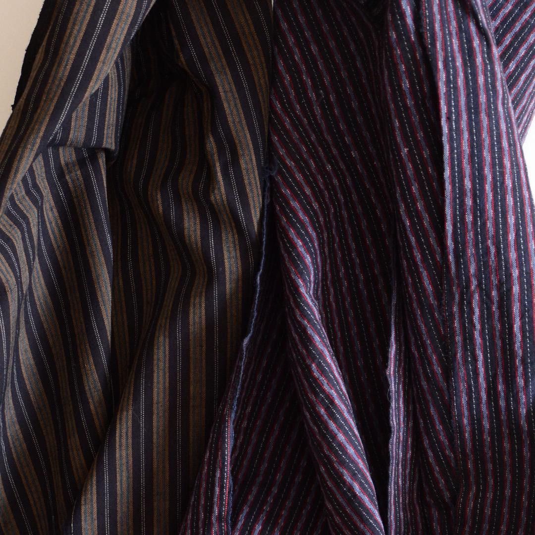 Handmade × Vintage Japanese Fabric Scraps Cotton Stripe Vintage Set of 2 Size ONE SIZE - 1 Thumbnail