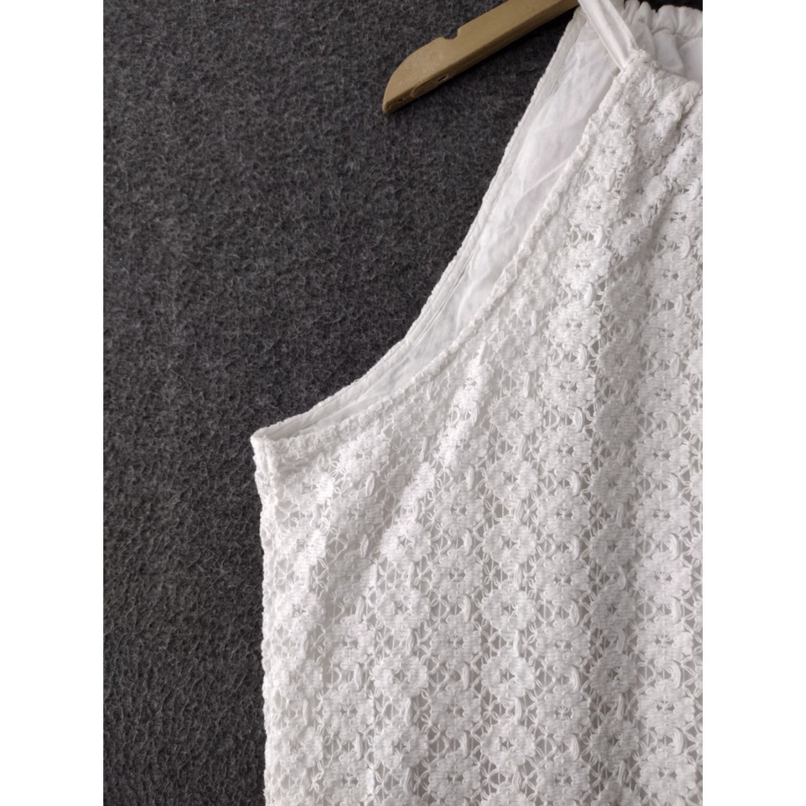 Vintage A New Day Women’s XXL White Lace Crochet Halter Dress Sleeveless Lined Cotton Midi Beach, Travel, Casual Womens Size XXL / US 16-18 / IT 52-54 - 7 Thumbnail