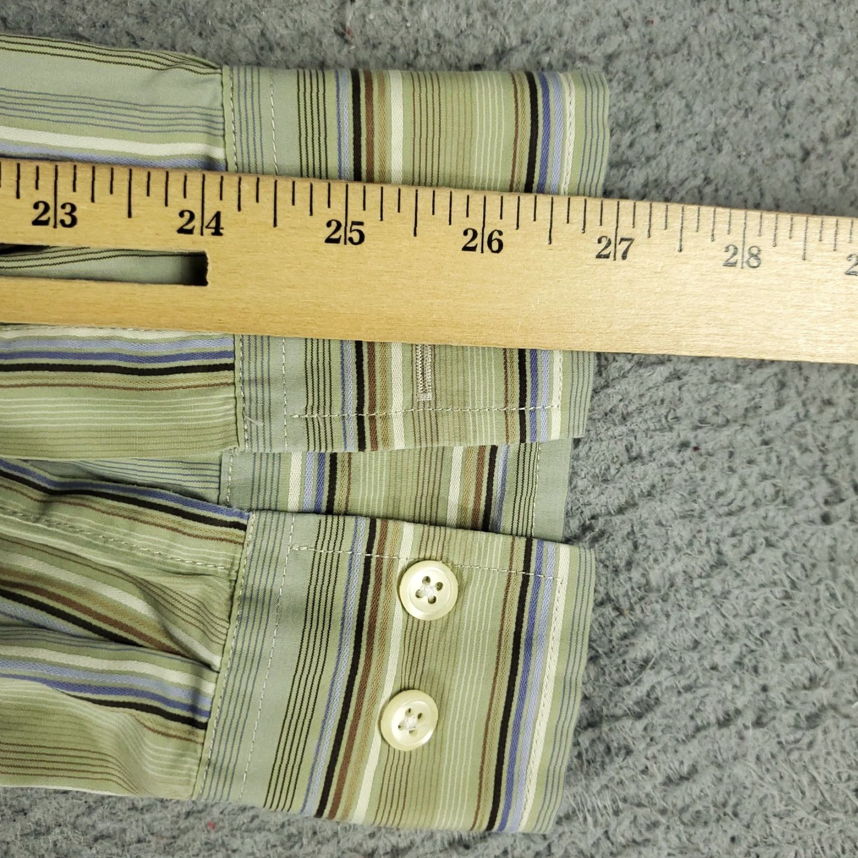 Faconnable Façonnable Green Striped Button-Up Shirt 2XLT Long Sleeve Casual Mens Size US XXL / EU 58 / 5 - 6 Thumbnail